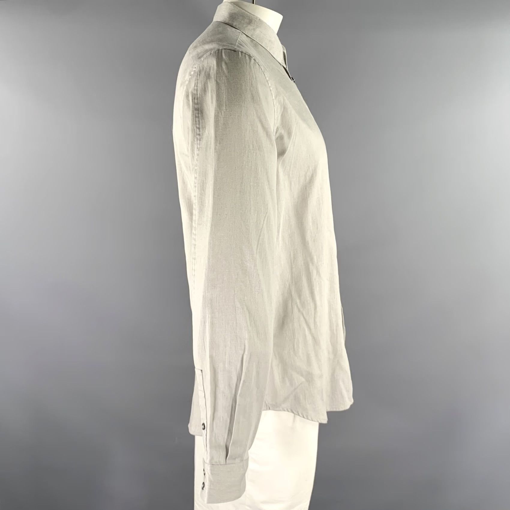 John Varvatos JOHN VARVATOS Grey Heather Cotton Button Up Long Sleeve Shirt Adult L Size US L / EU 52-54 / 3 - 2 Thumbnail