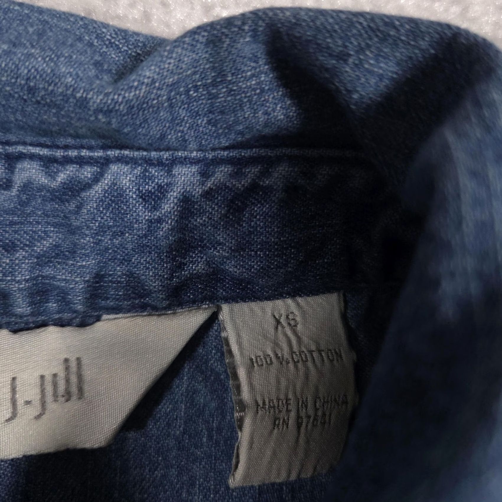 J. Jill J Jill Shirt Womens XS Blue Denim Pintuck Bib Button Front Long Sleeve Tunic Top Size XS / US 0-2 / IT 36-38 - 7 Thumbnail