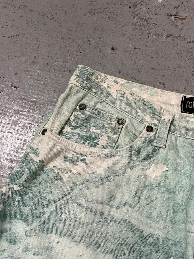 Roberto Cavalli 1990s Roberto Cavalli Aqua Green White Pants Size US 30 / EU 46 - 11 Thumbnail