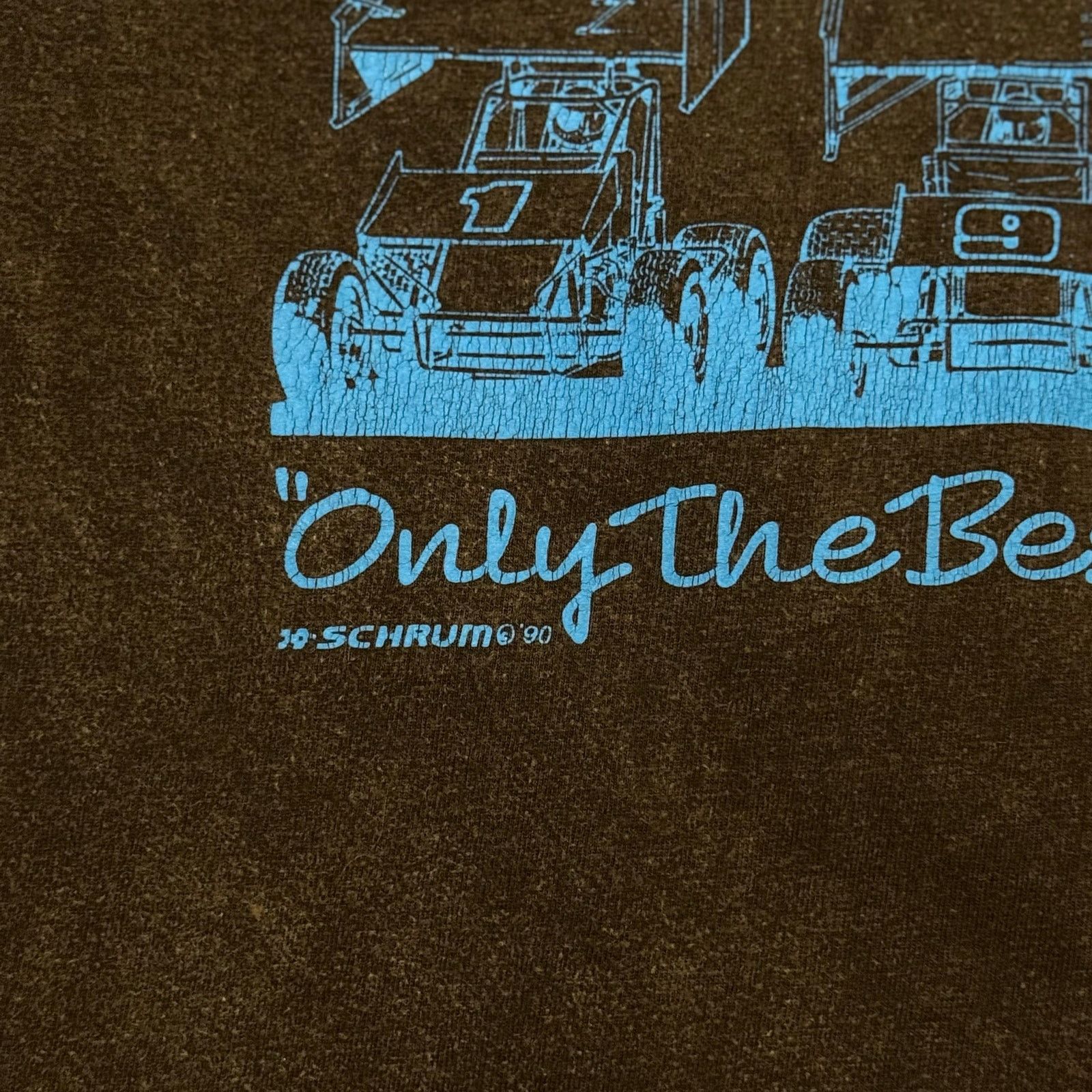 Vintage 1990 Schrum World of Outlaws Graphic Tee Size US L / EU 52-54 / 3 - 7 Thumbnail
