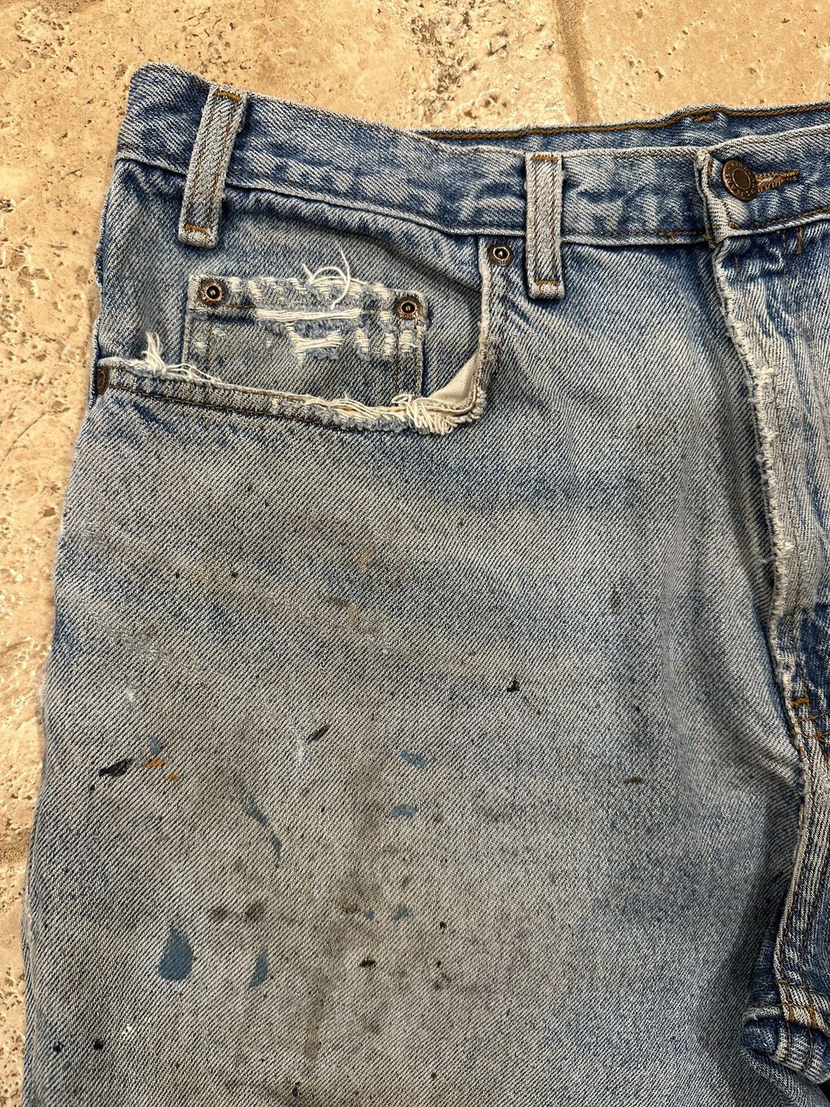 Kirkland Signature × Vintage Vintage Kirkland Distressed Blowout Painter Blue Denim Jeans Size US 36 / EU 52 - 8 Thumbnail