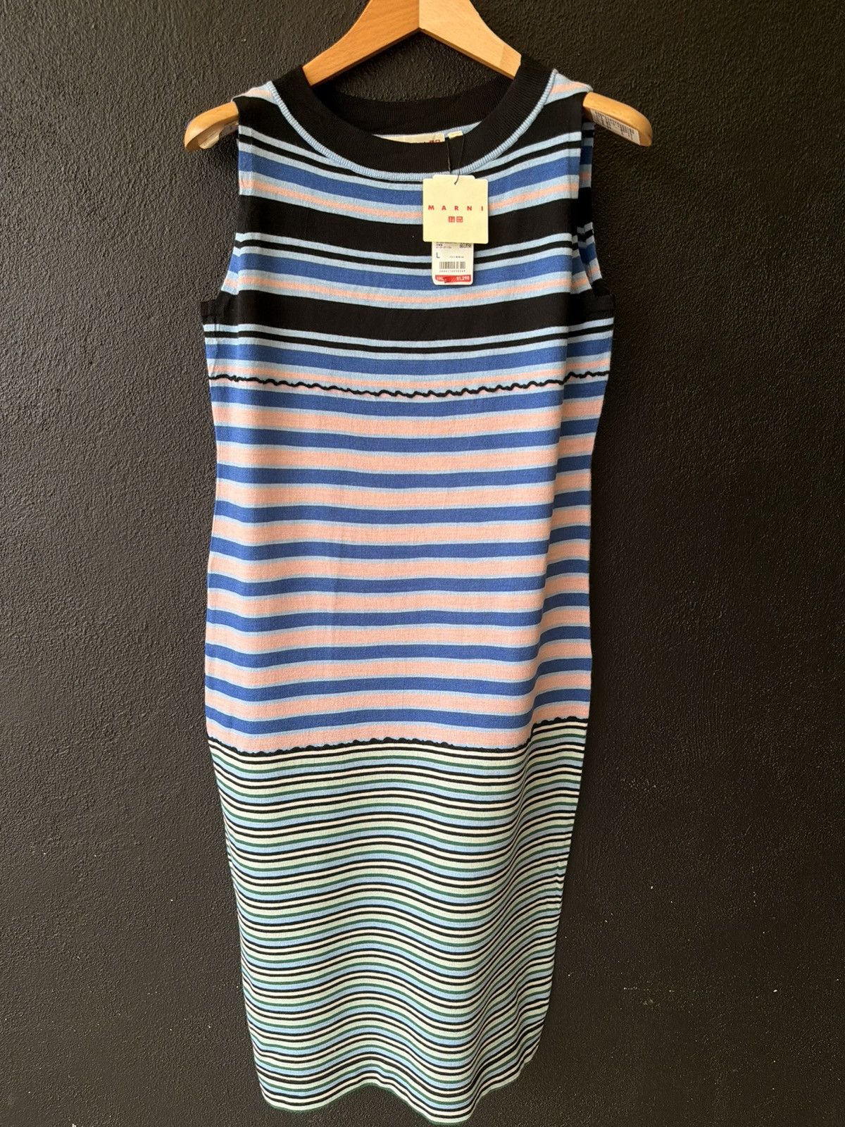 Marni BNWT Uniqlo x Marni Merino Blend Striped Knit Dress Size L / US 10 / IT 46 - 1 Thumbnail