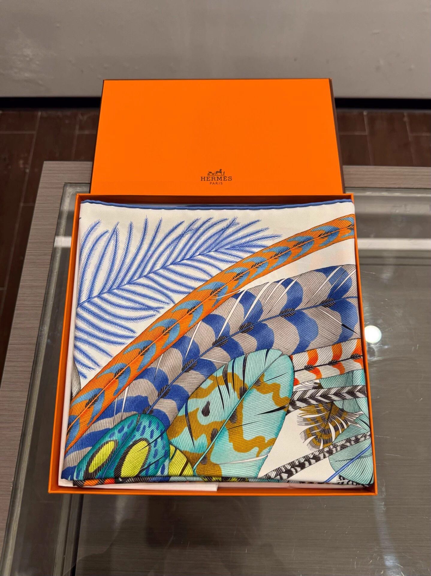 Hermes Hermes Feather Celebration Silk Scarf 90x90cm New with Box Size ONE SIZE - 2 Thumbnail