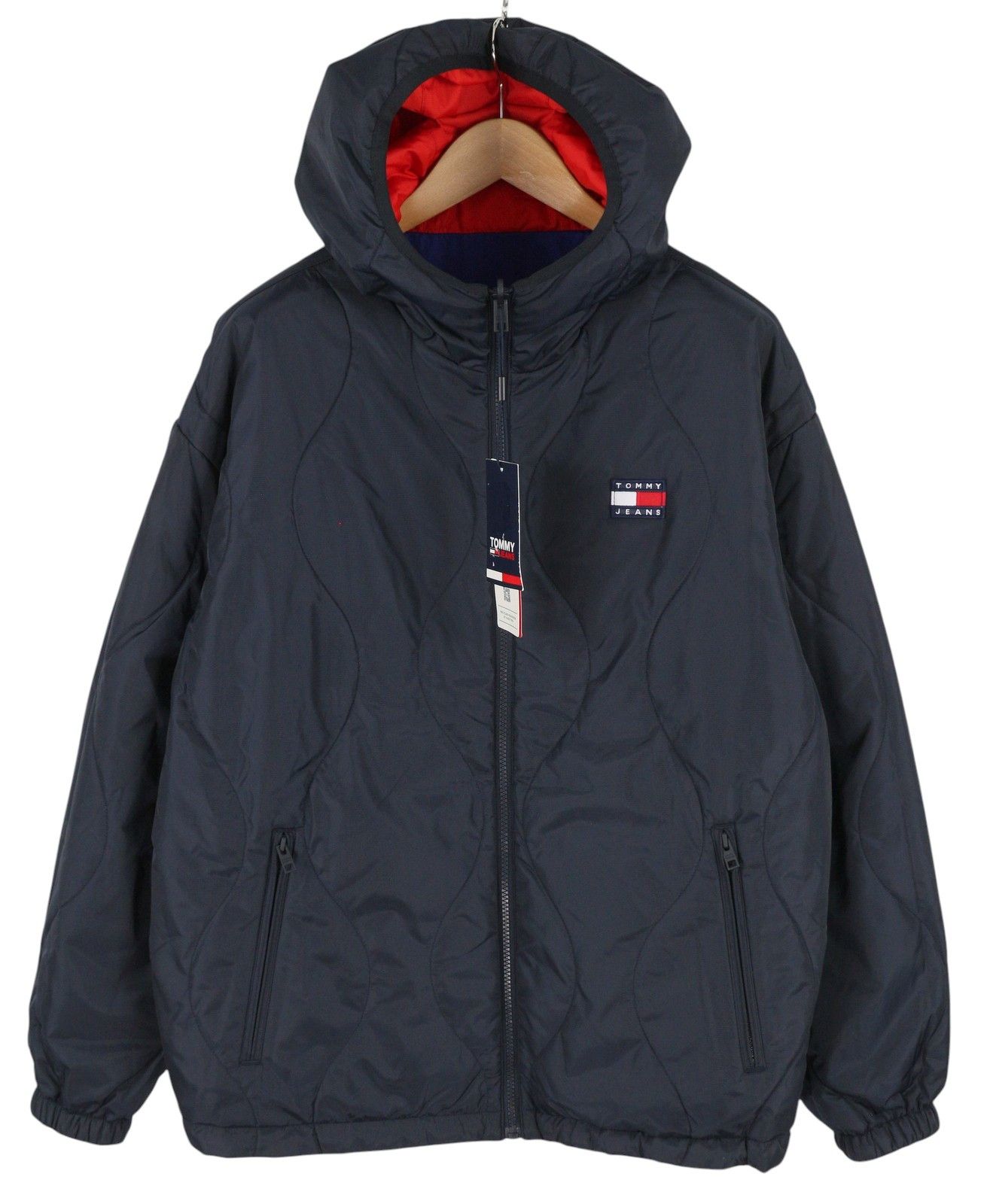 Tommy Hilfiger REVERSIBLE QUILTED L Blue Quilted Hooded Zip Jacket 86390 Size US L / EU 52-54 / 3 - 4 Thumbnail