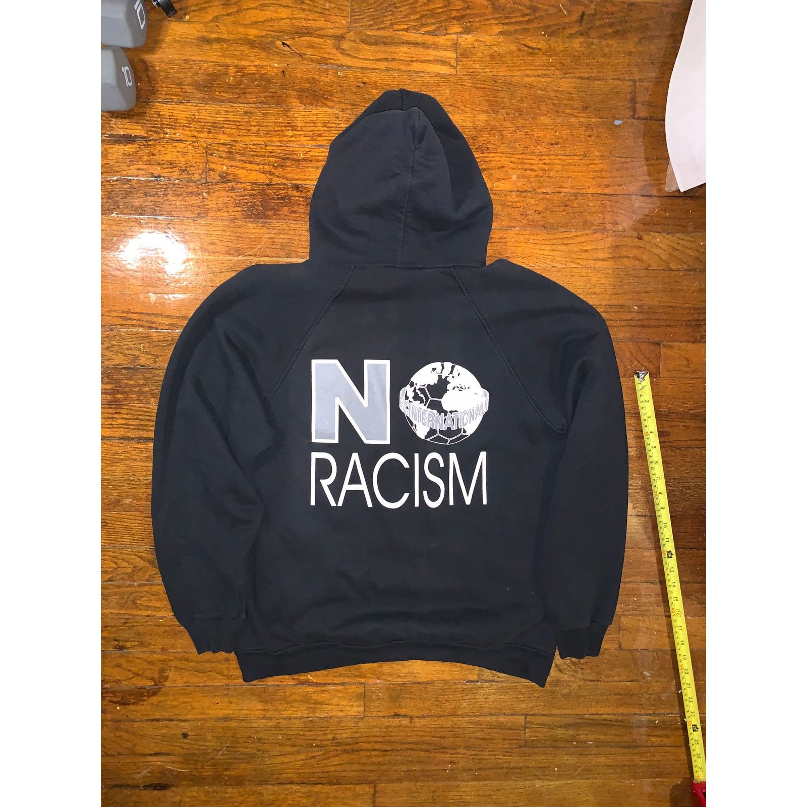 Fruit Of The Loom × Other × Vintage No Racism Hoodie Black XL Screen Stars FC Internationale Size US L / EU 52-54 / 3 - 2 Thumbnail