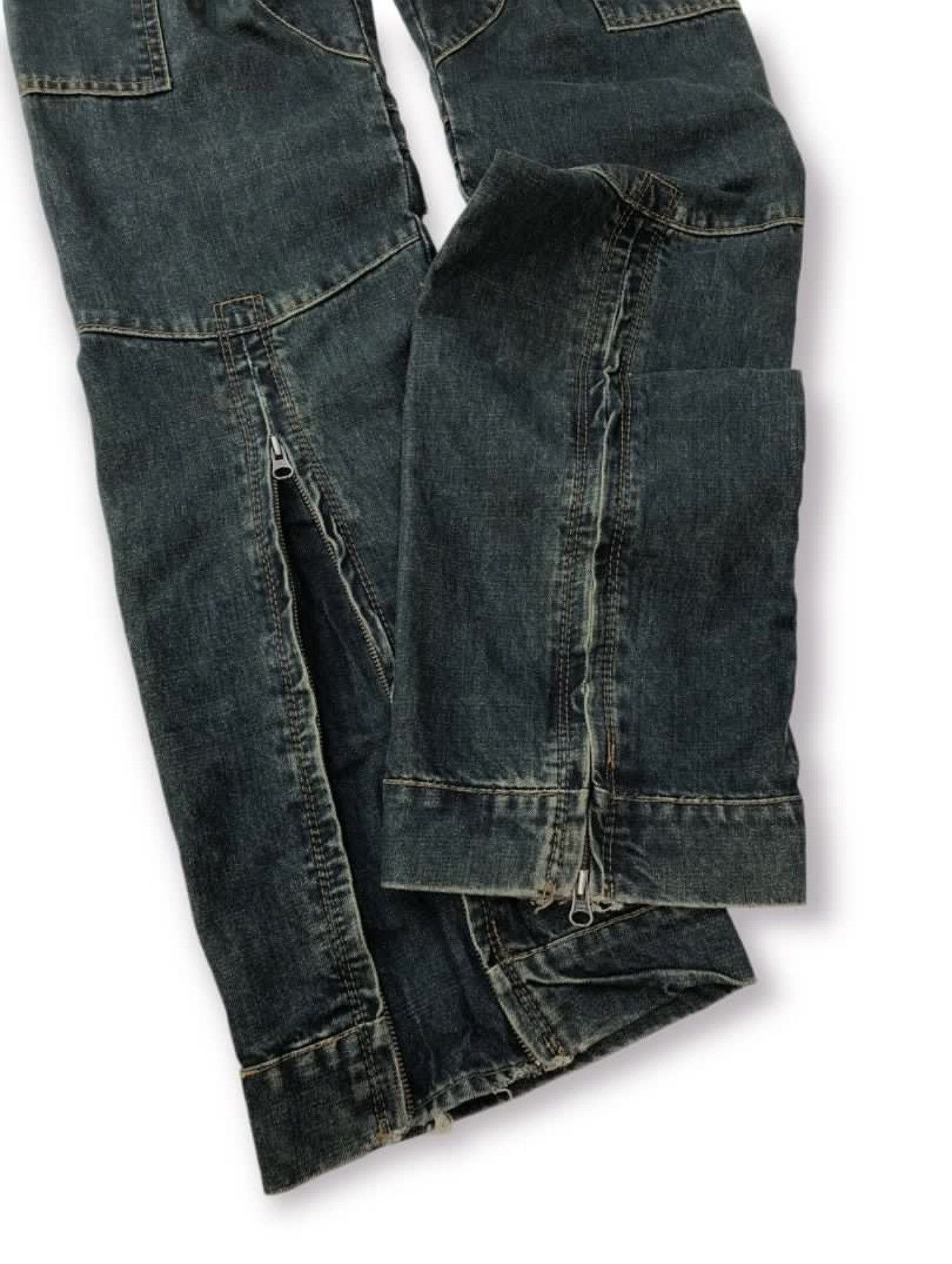FCUK × French Connection 🔥 S/S 2010 FCUK BONDAGE FLARE DENIM CARGO PANTS LGB STYLE Size US 31 - 9 Thumbnail