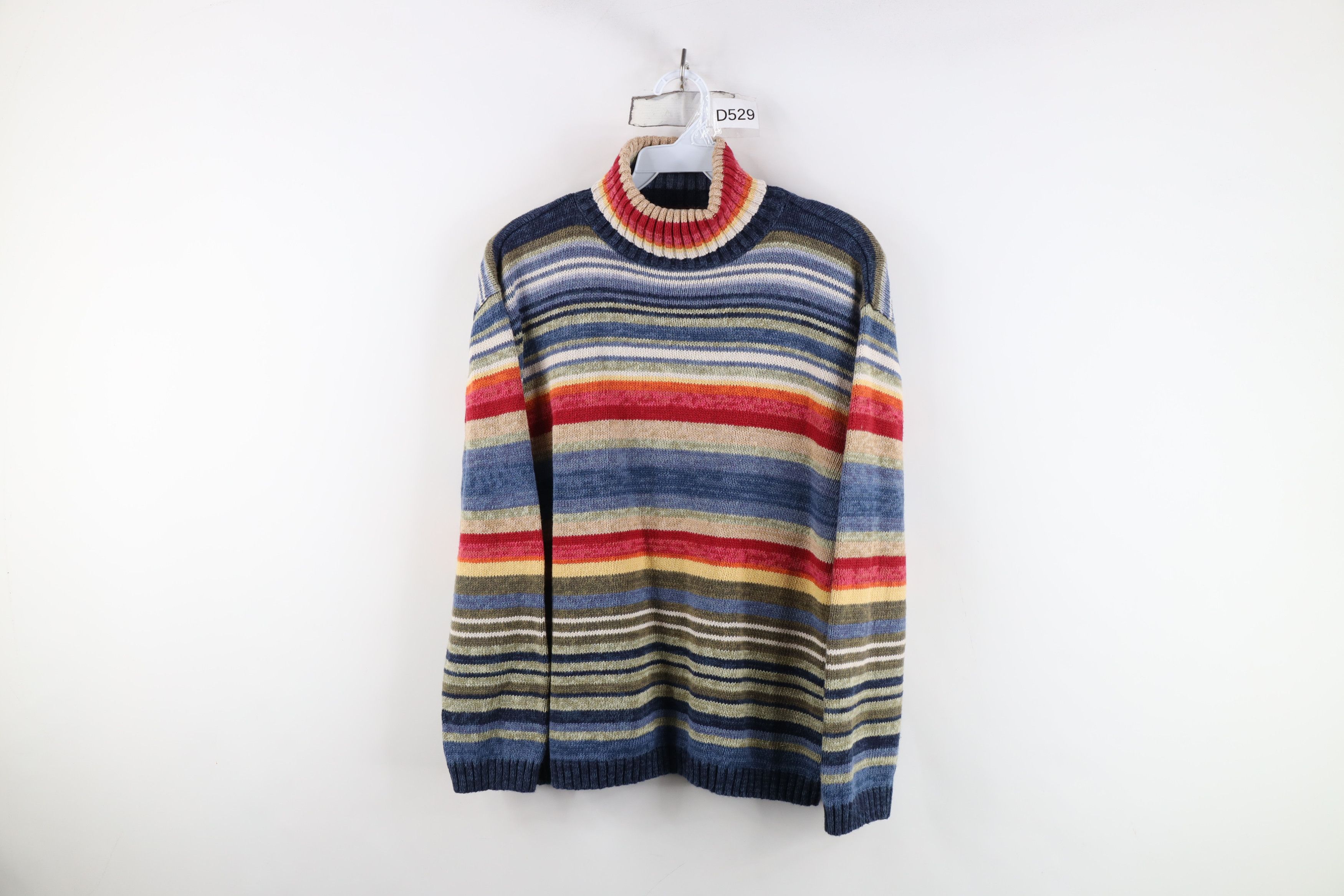 Vintage Vintage Y2K Streetwear Striped Knit Turtleneck Sweater Size L / US 10 / IT 46 - 1 Thumbnail
