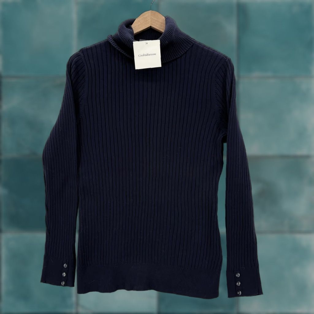 Croft & Barrow Croft & Barrow Sweater Womens Large Blue Turtleneck Ribbed Button NWT Pullover Knitted Knit Casual Autumn Fall Navy Blue Womens Size L / US 10 / IT 46 - 1 Thumbnail