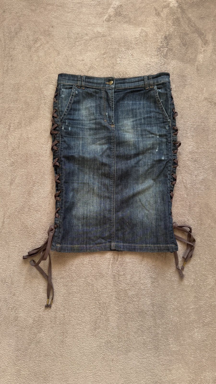 Roberto Cavalli Roberto Cavalli washed denim ripped y2k Skirt grunge gucci Size 30" / US 8 / IT 44 - 1 Thumbnail