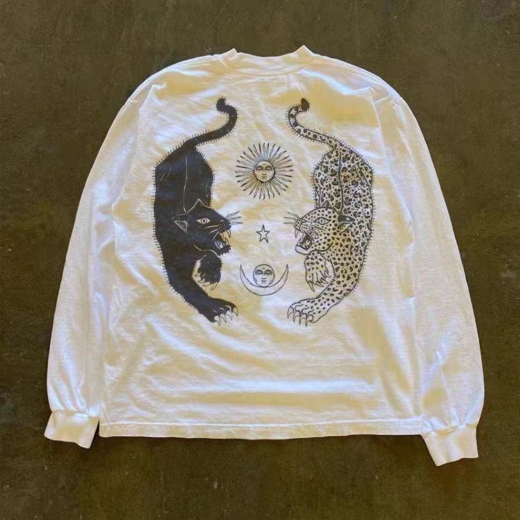 Vintage Street-style washed retro leopard print long-sleeved t-shirt Size US M / EU 48-50 / 2 - 1 Thumbnail