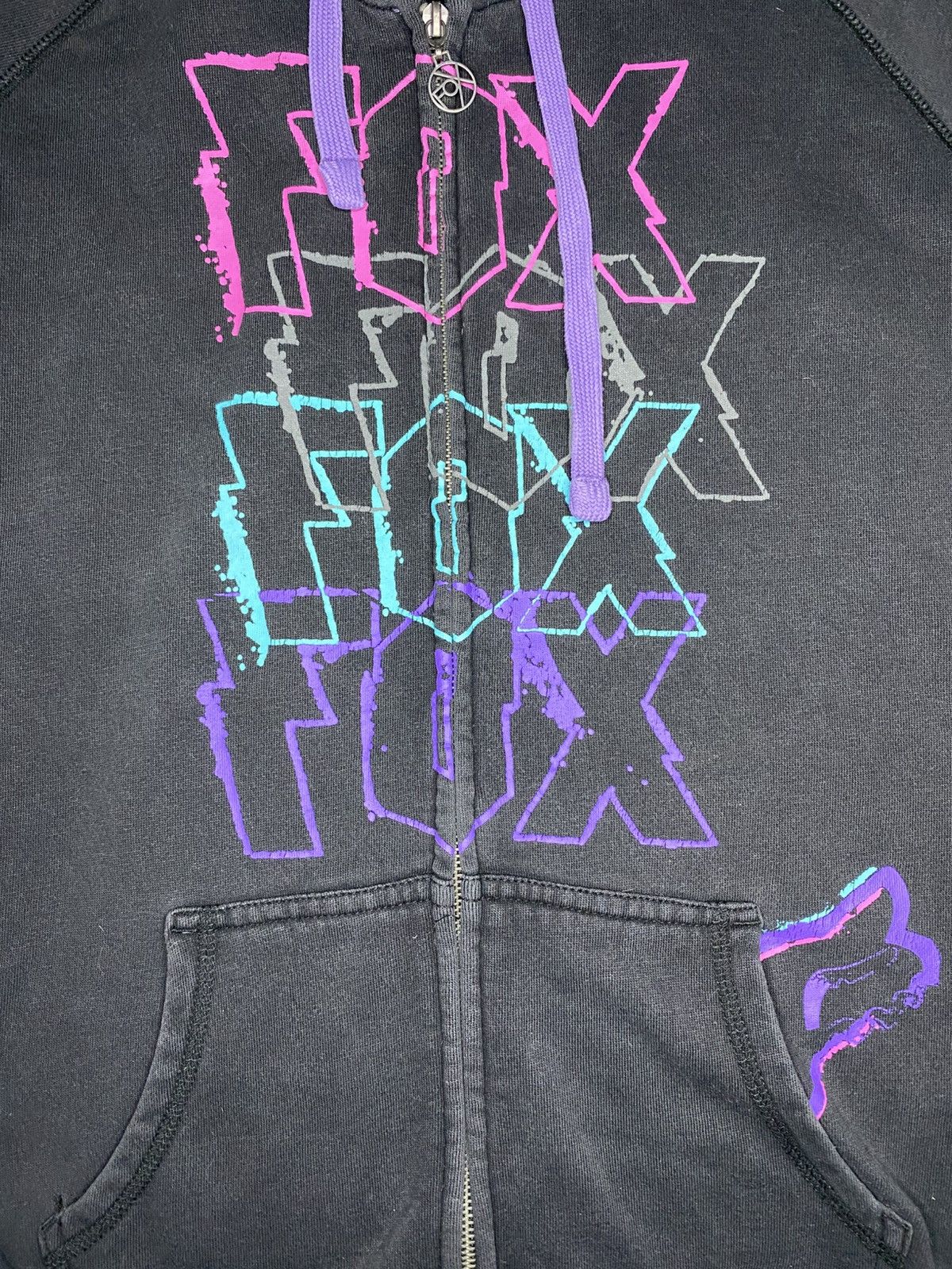 Fox Racing Vintage Y2K Fox Racing Hoodie Jacket Black Full Zip Size XL / US 12-14 / IT 48-50 - 2 Thumbnail