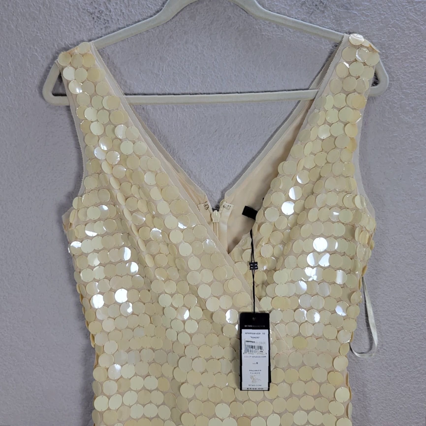 Bcbgmaxazria BCBGMAXAZRIA Cream Sequined Mini Dress Kenzie 6 NWT Party Cocktail Womens Dress Size M / US 6-8 / IT 42-44 - 4 Thumbnail
