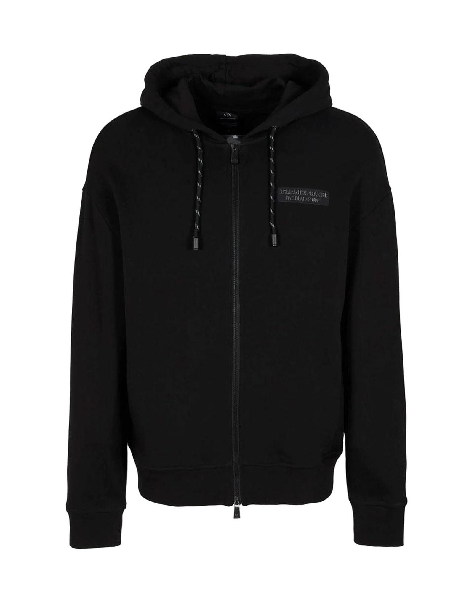 image of Armani Exchange Hooded Zip Sweatshirt in Black, Men's (Size 2XL)