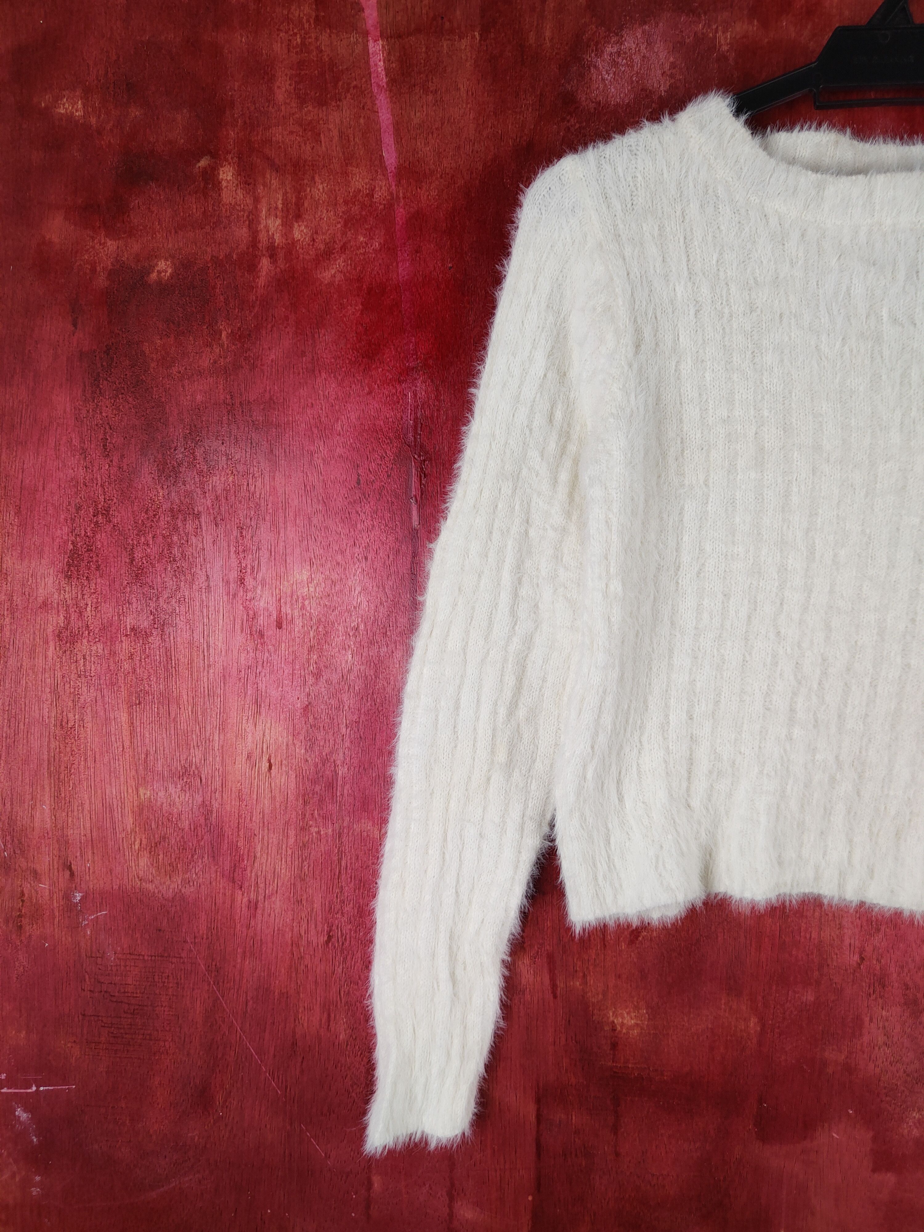 Japanese Brand Be Radiance White Shag Shaggy Fur Mohair Knitwear #S1984 Size S / US 4 / IT 40 - 3 Thumbnail