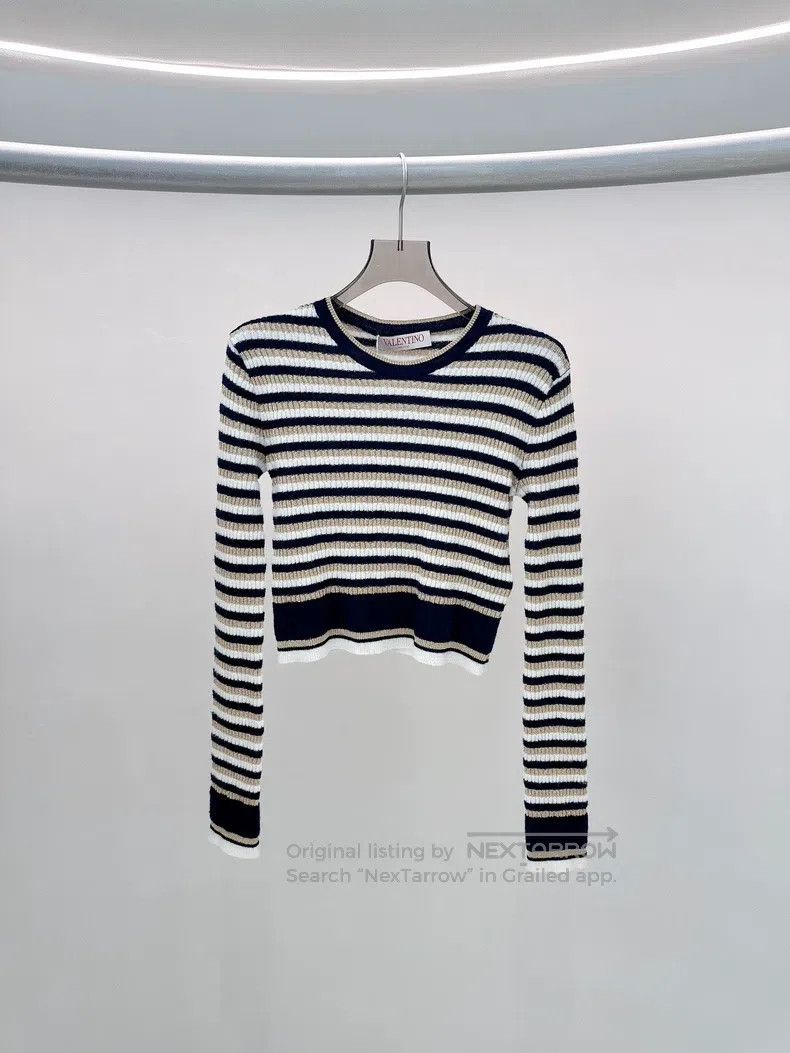 Valentino Valentino Black gold striped knit Size S / US 4 / IT 40 - 1 Thumbnail