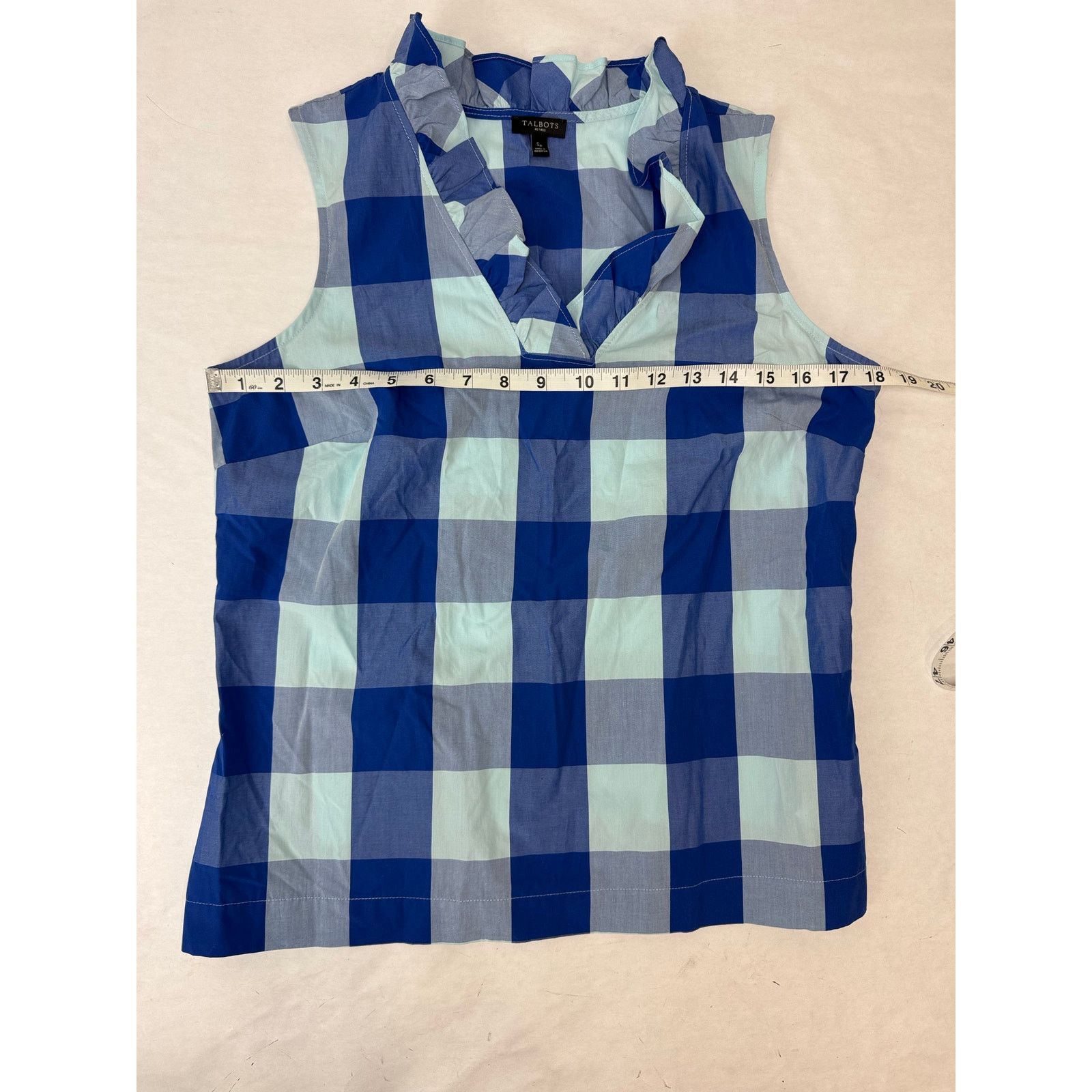 Other Talbots Women's Ruffle Blouse Plaid Blue Bold Size Small Size S / US 4 / IT 40 - 2 Thumbnail