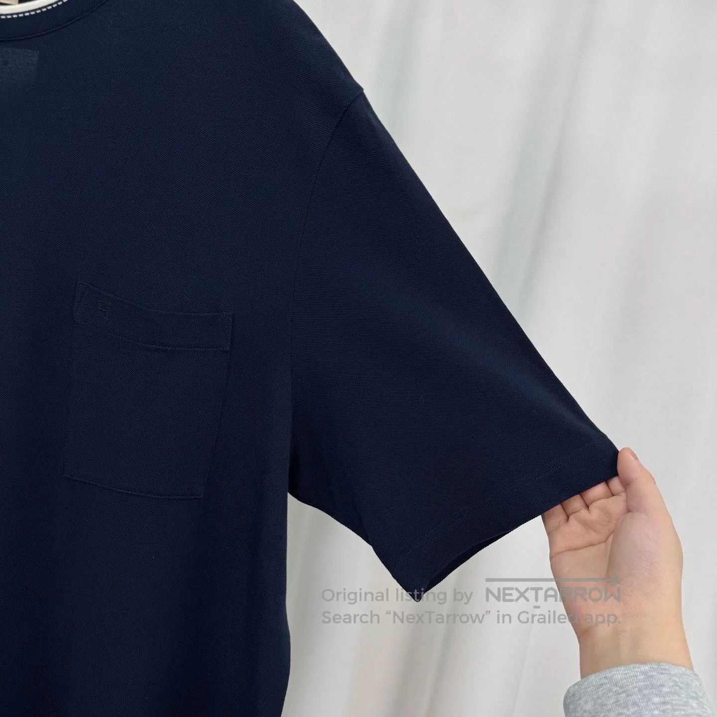 Hermes Hermes Blue Short-Sleeve Top White Collar. Size US M / EU 48-50 / 2 - 4 Thumbnail