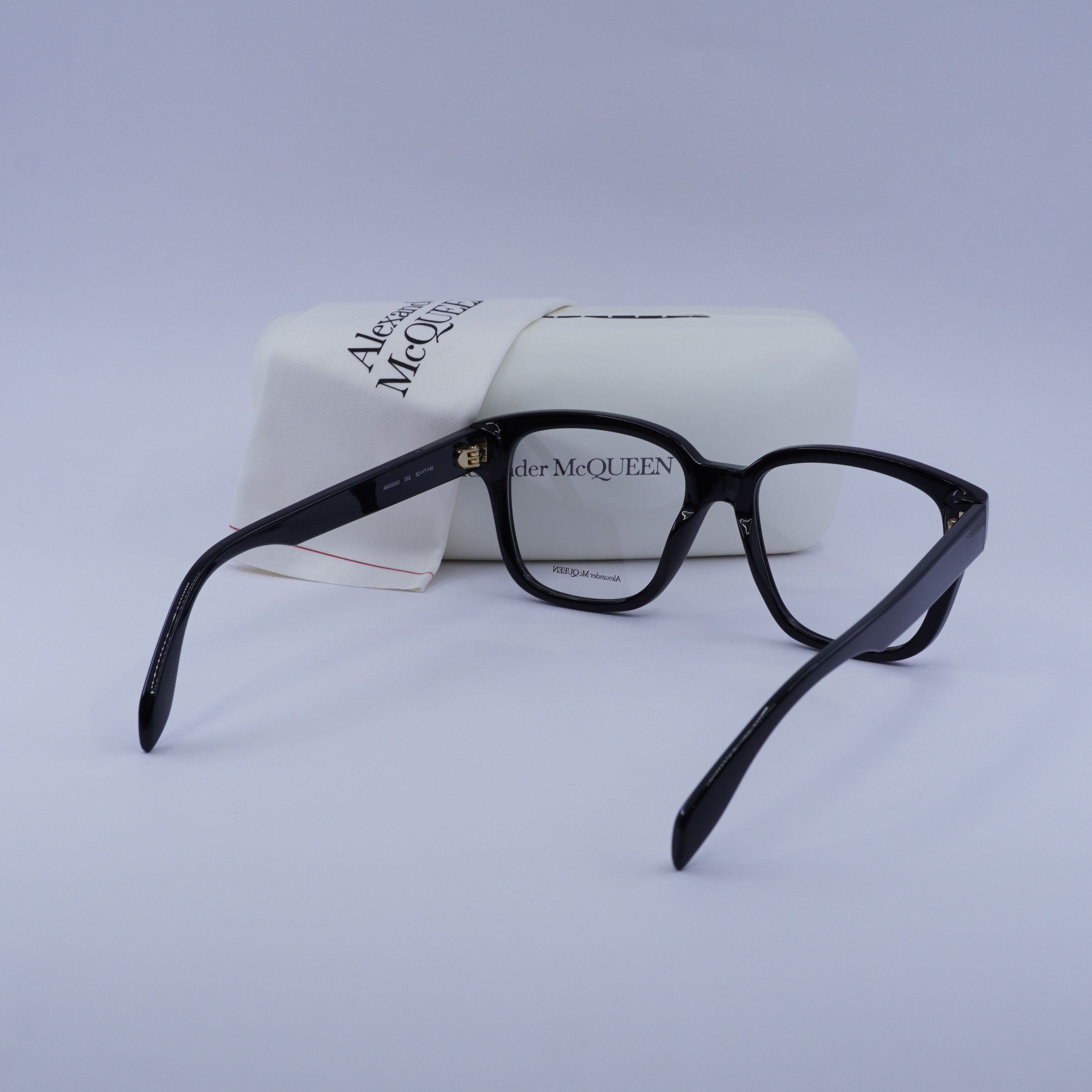 Alexander McQueen Alexander McQueen AM0333O 002 Eyeglasses Black 52mm Square Size ONE SIZE - 10 Thumbnail