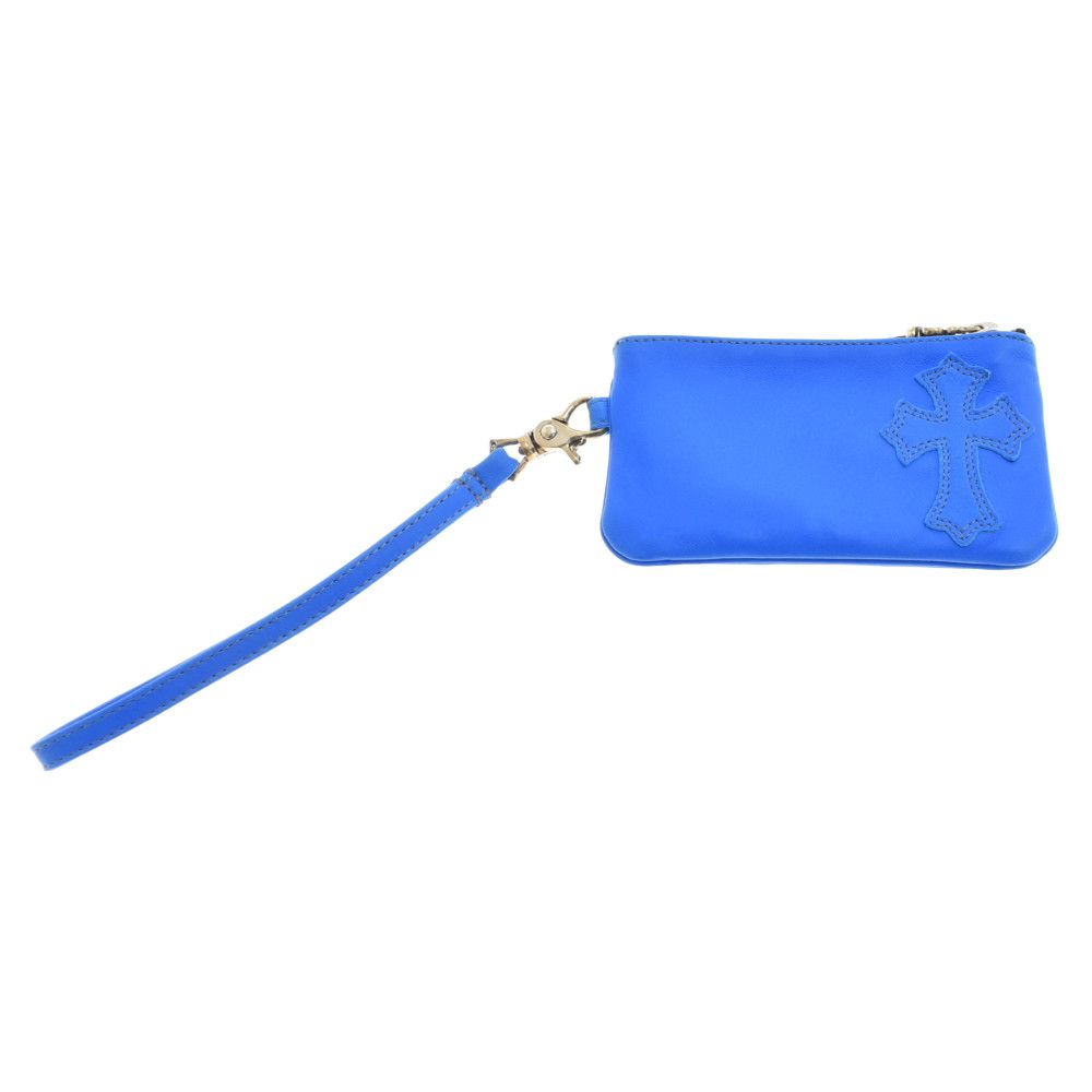 image of Chrome Hearts Cross Patch Coin Case in Blue, Men's