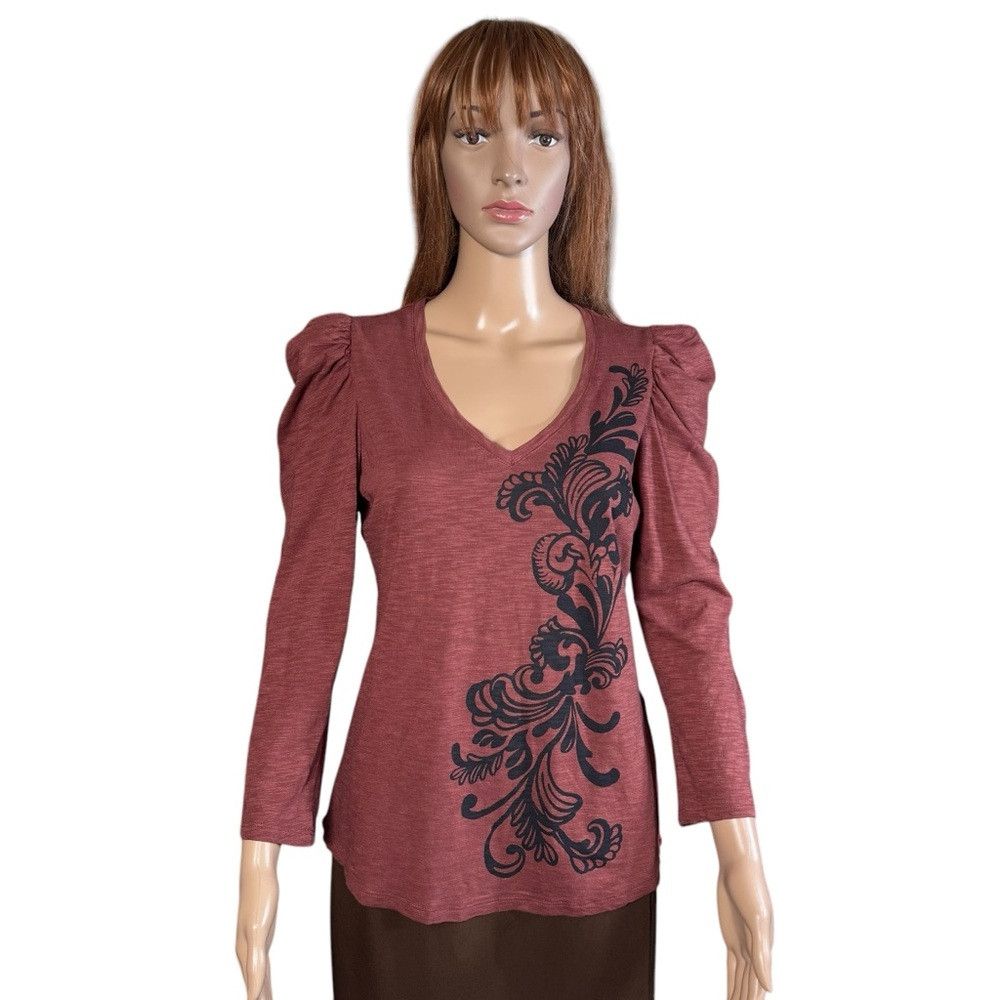 Chicos New Chico's Scroll Print 3/4 Sleeve Romantic Tee Size 0 US Size S / US 4 / IT 40 - 2 Thumbnail