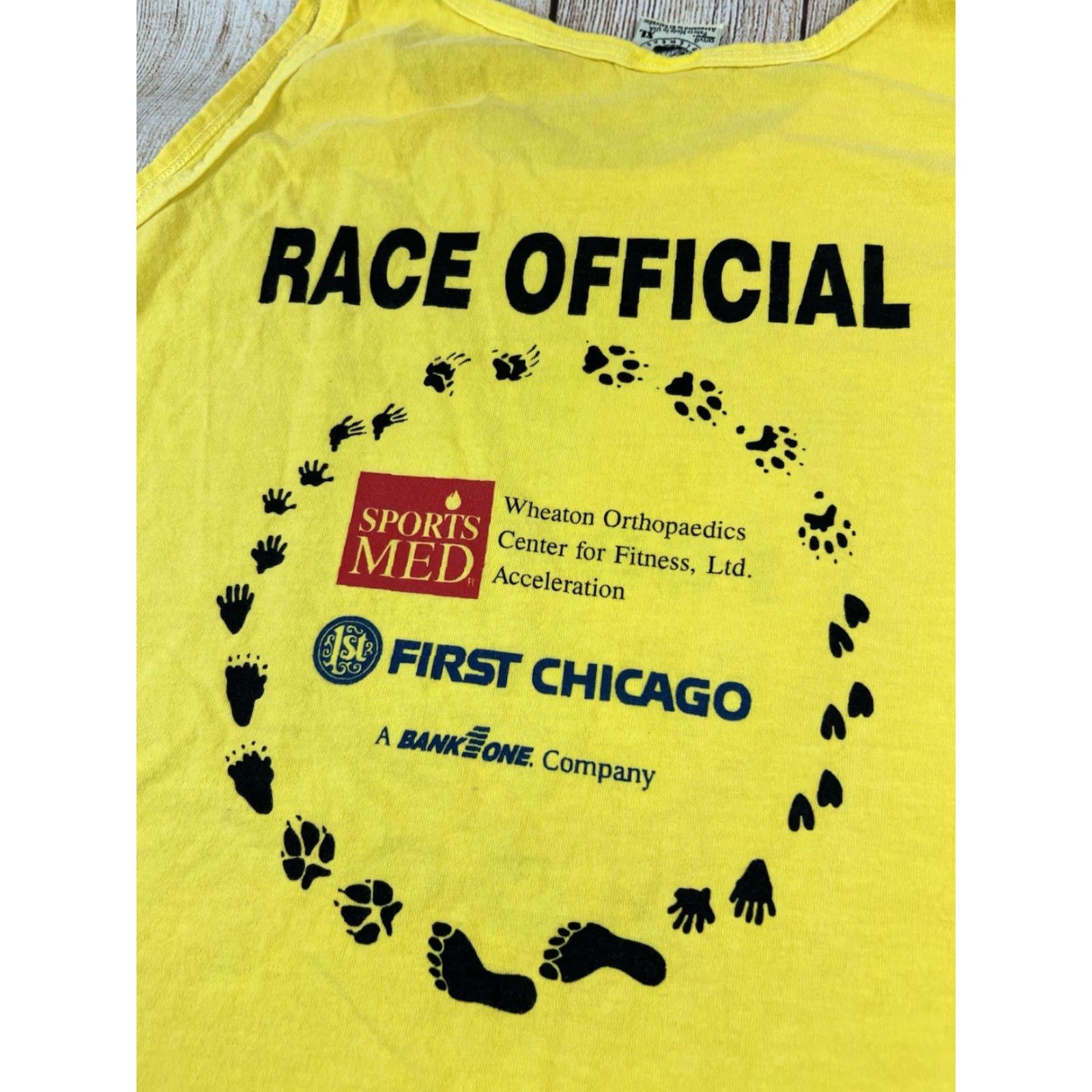 Anvil VINTAGE Anvil Shirt Tank Top 90s Zoo Illinois Run For Animals Yellow XL Men Sleeveless Graphic Print Shirt Size US XL / EU 56 / 4 - 8 Thumbnail