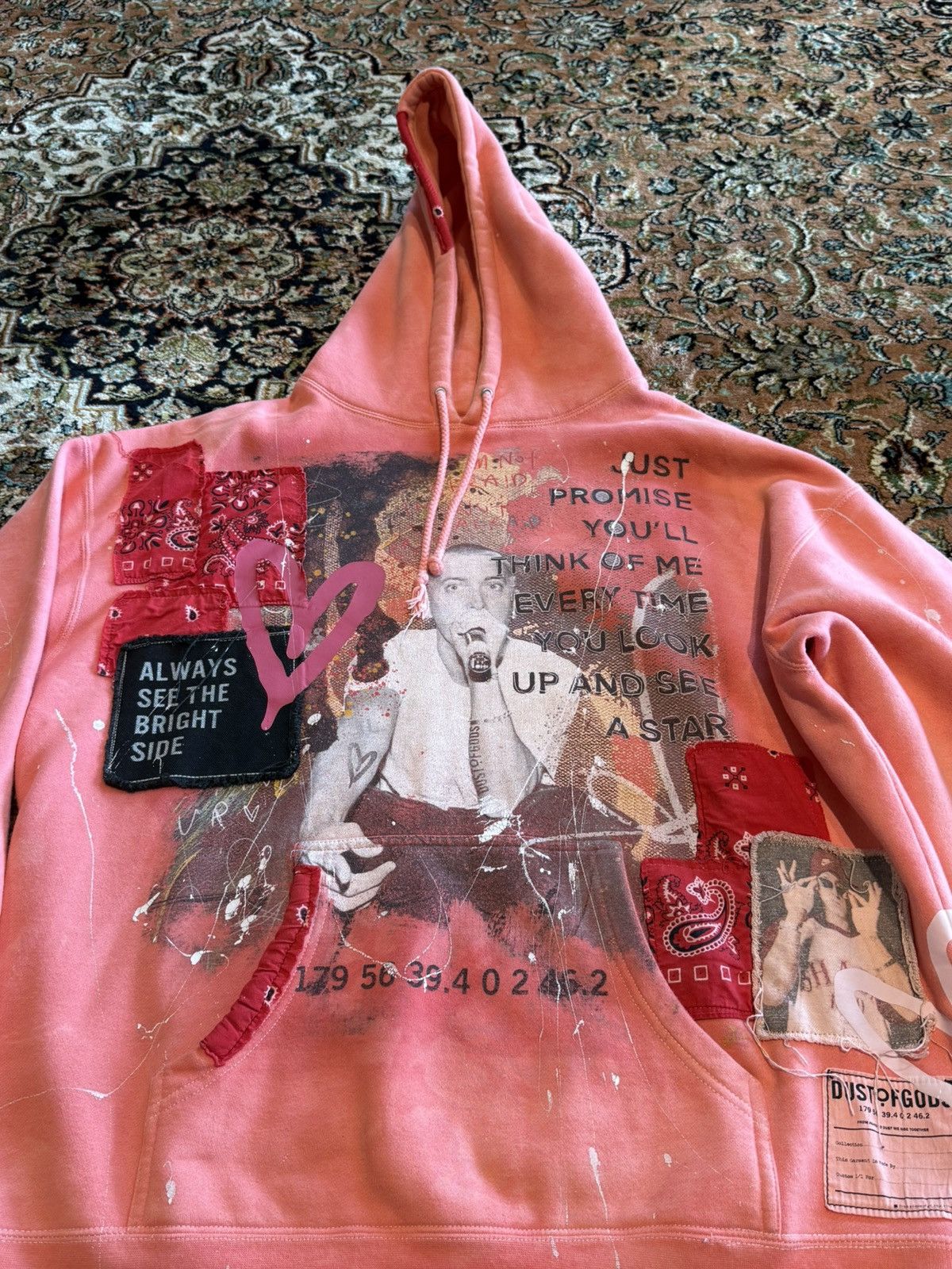 Other DUST OF GODS “1999” Hand-Distressed 1-of-1 Pink Hoodie Size US L / EU 52-54 / 3 - 2 Thumbnail