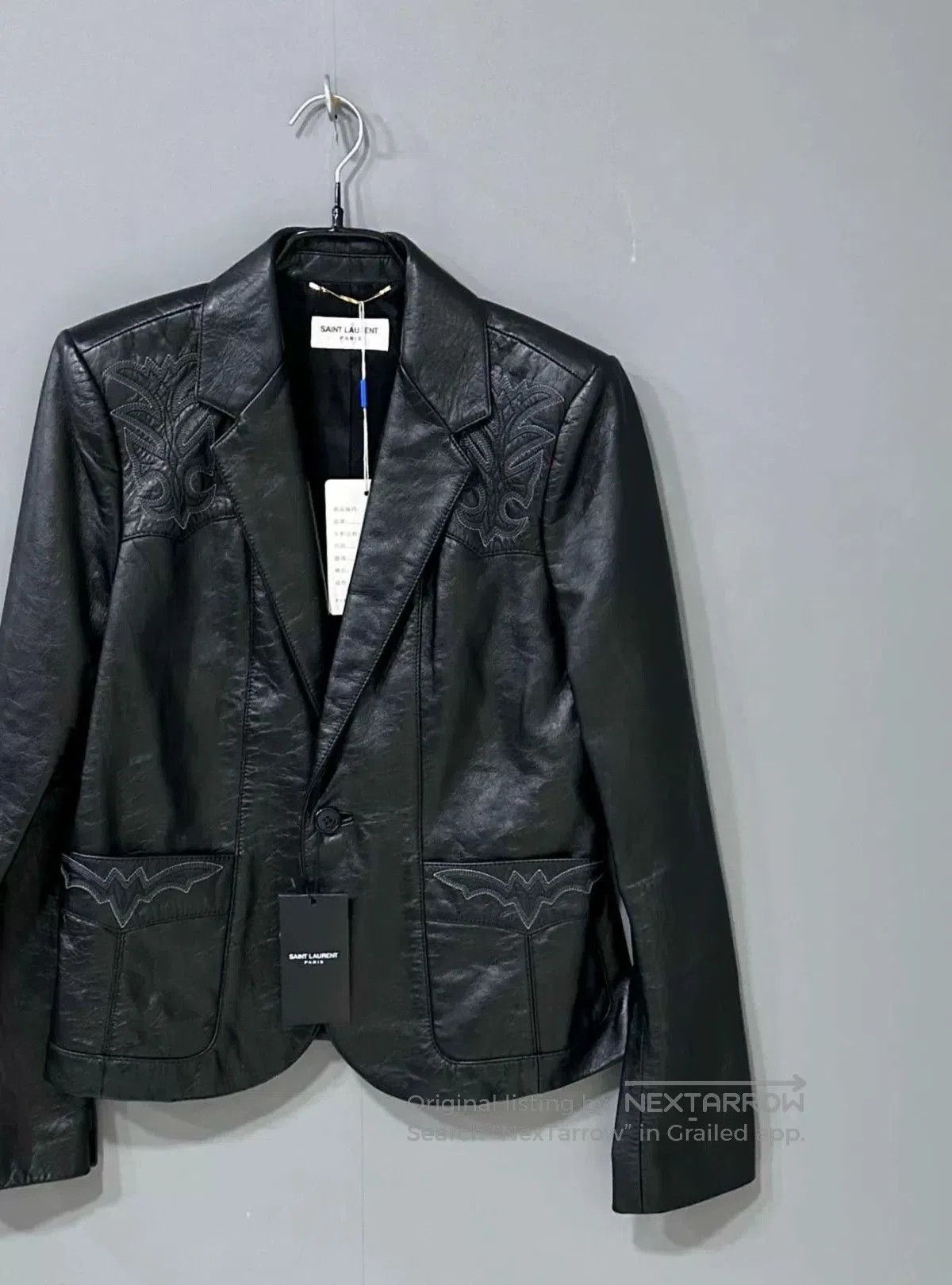 Saint Laurent Paris Saint Laurent Embroidered Leather Blazer. Size S / US 4 / IT 40 - 2 Thumbnail