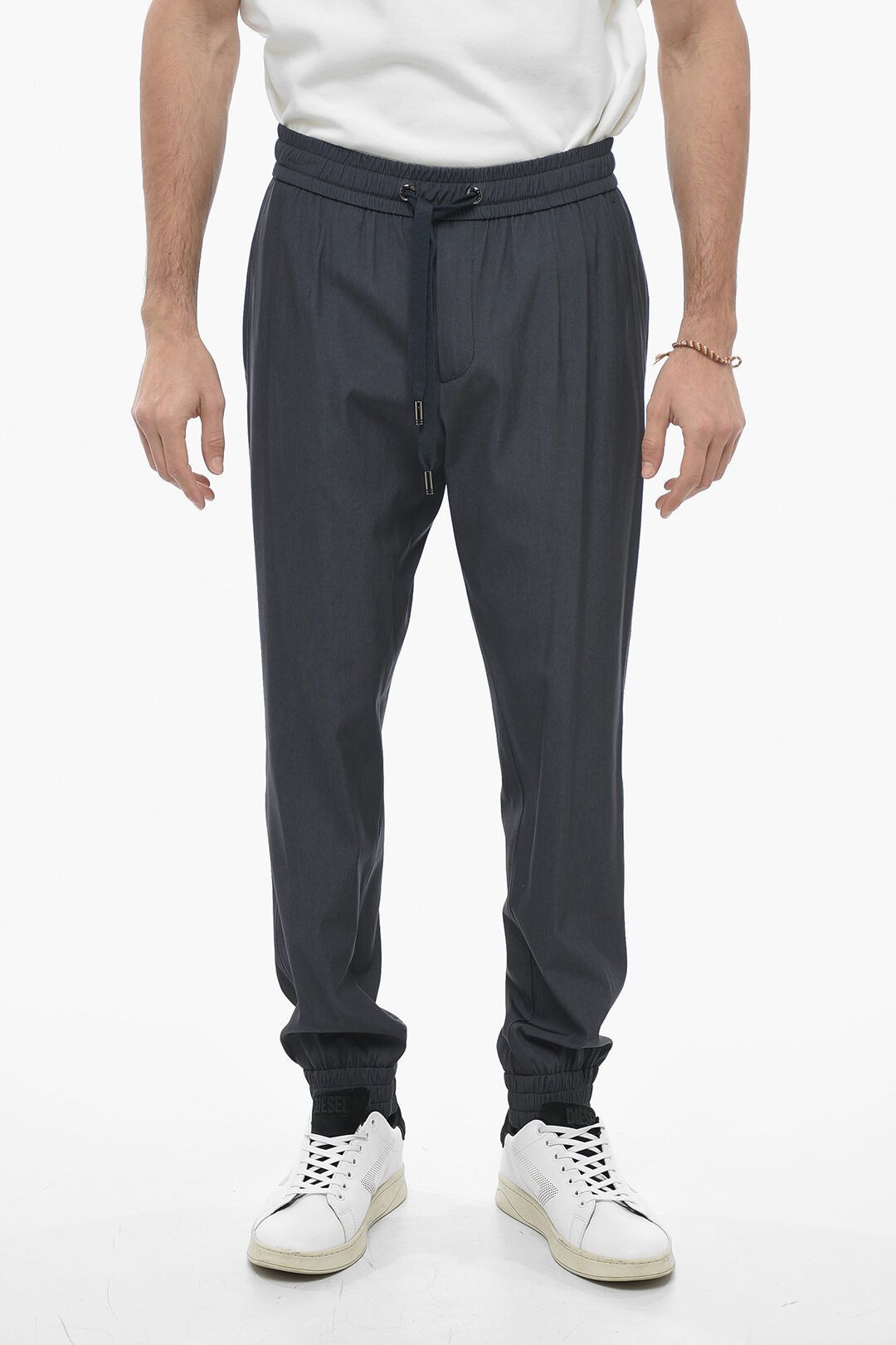 image of Dolce Gabbana Og1Mm0424 Cuffed Wool Blend Pant In Blue, Men's (Size 32)