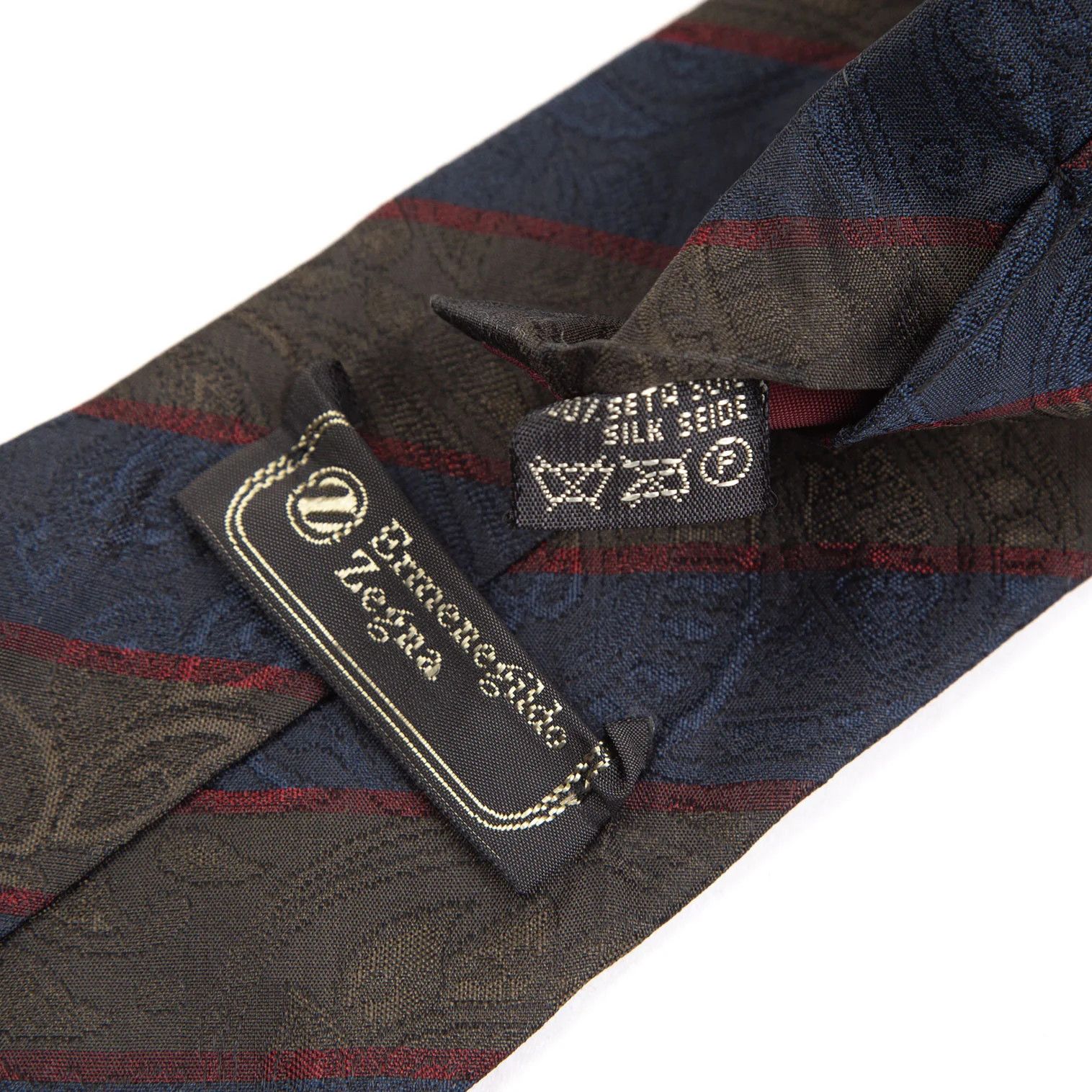 Dries Van Noten Paisley Jacquard Regimental Tie in Khaki and Navy Size ONE SIZE - 7 Thumbnail
