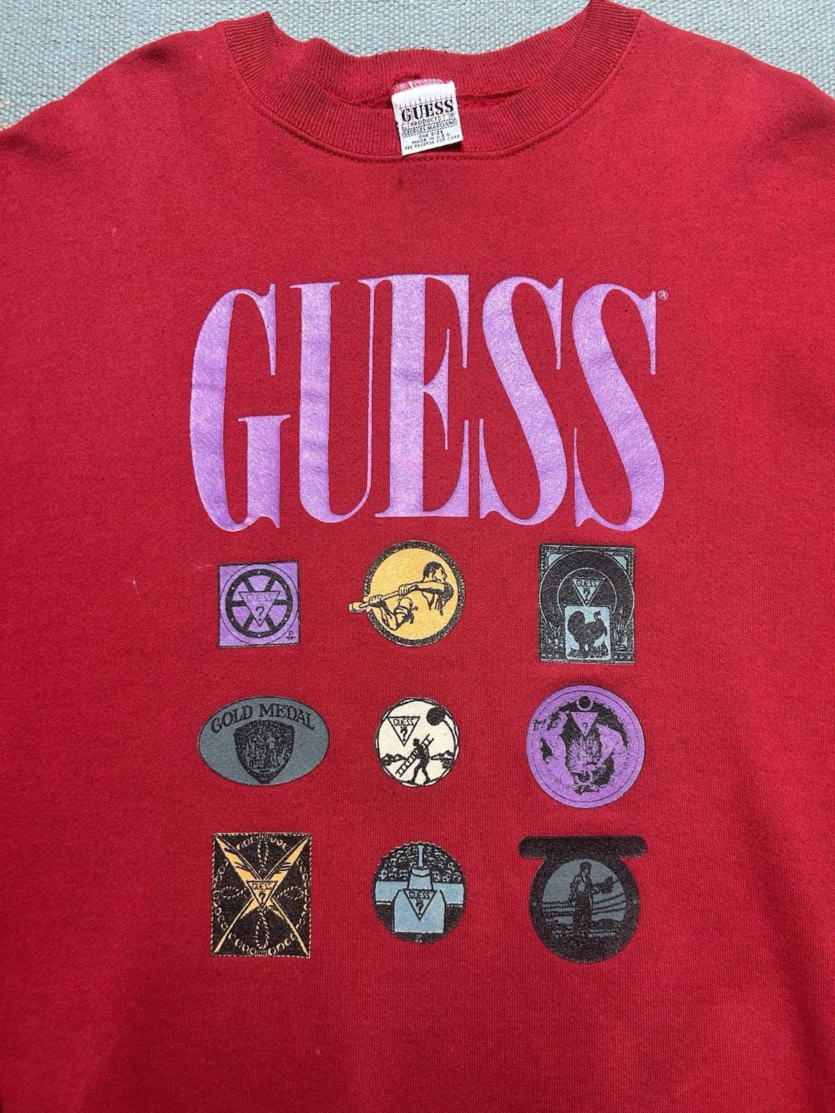 Vintage Vtg 80s crewneck sweatshirt Guess jeans spell out logo large Size US L / EU 52-54 / 3 - 2 Thumbnail