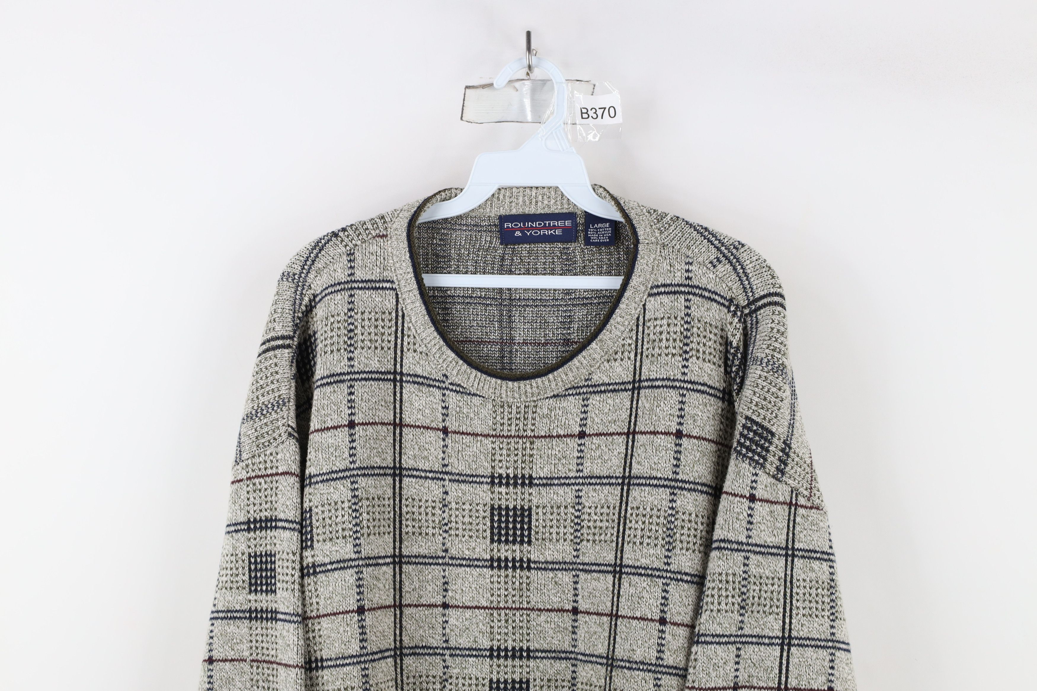 Vintage Vintage 90s Streetwear Plaid Knit Dad Crewneck Sweater USA Size US L / EU 52-54 / 3 - 2 Thumbnail