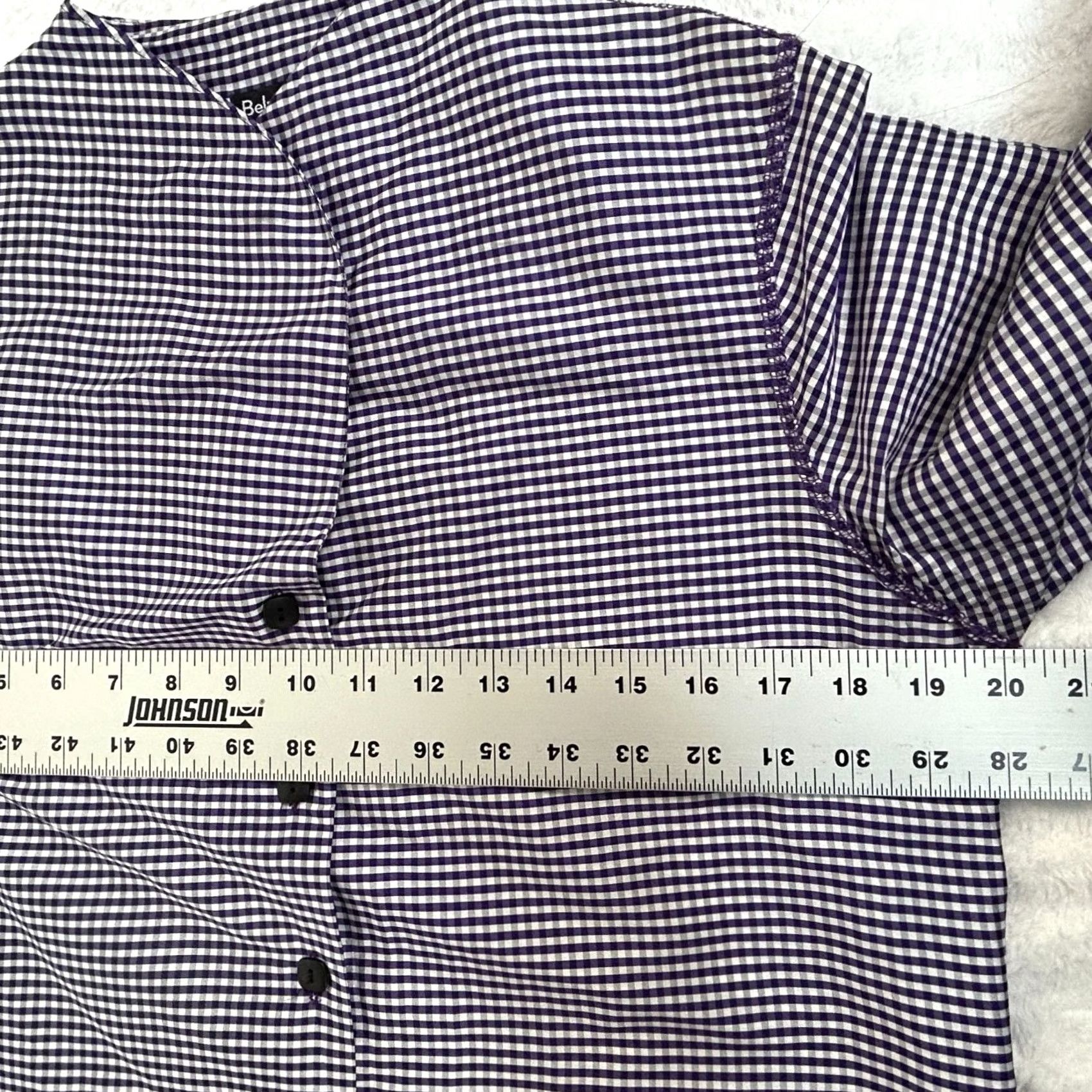 Vintage Beluva San Francisco Womens Purple Gingham Button-Up Blouse 3/4 Sleeve Medium Size M / US 6-8 / IT 42-44 - 5 Thumbnail