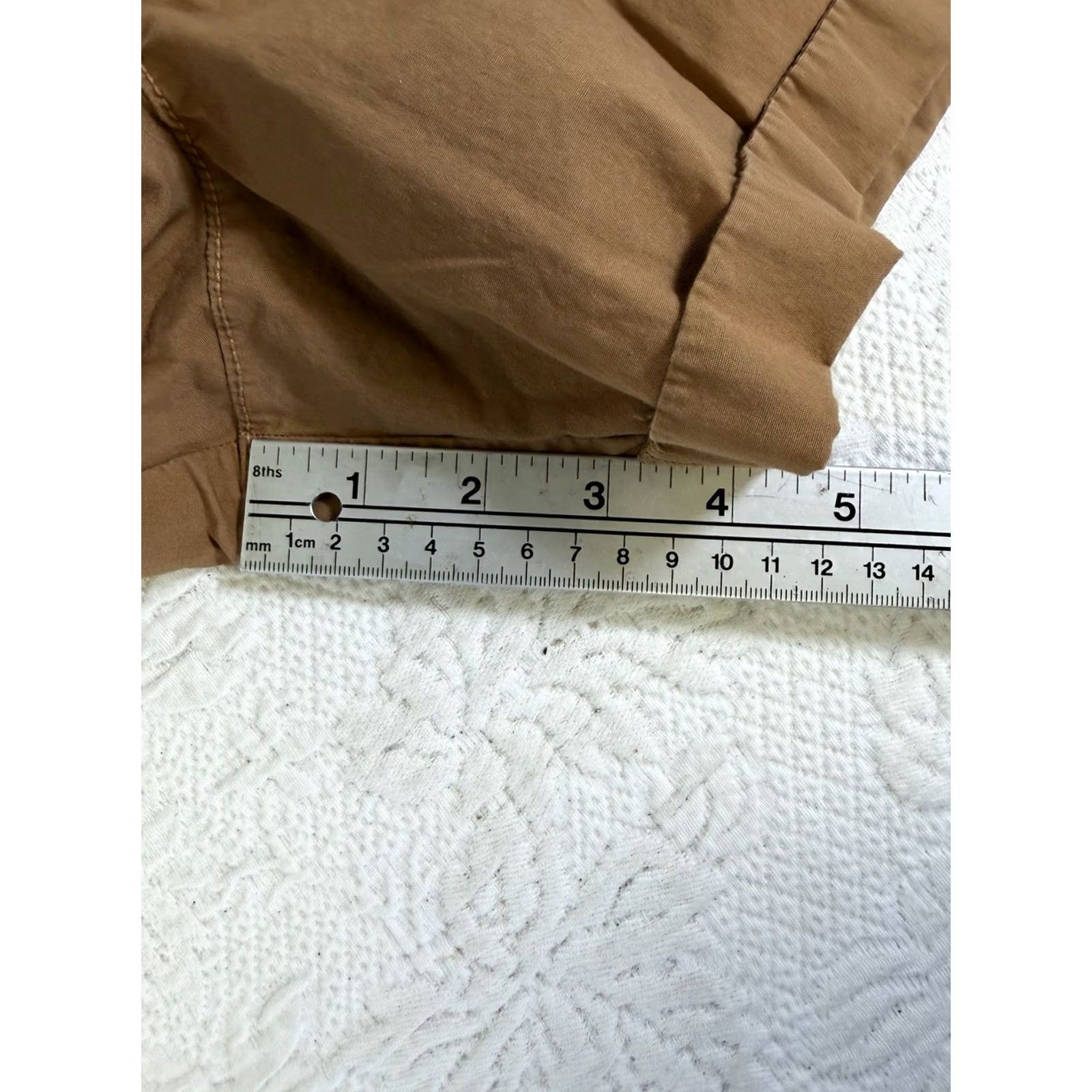 Vintage Pact Womens Shorts S Casual Elastic Waist Drawstring Pockets Chino 4in Inseam Brown Solid Size 28" / US 6 / IT 42 - 5 Thumbnail