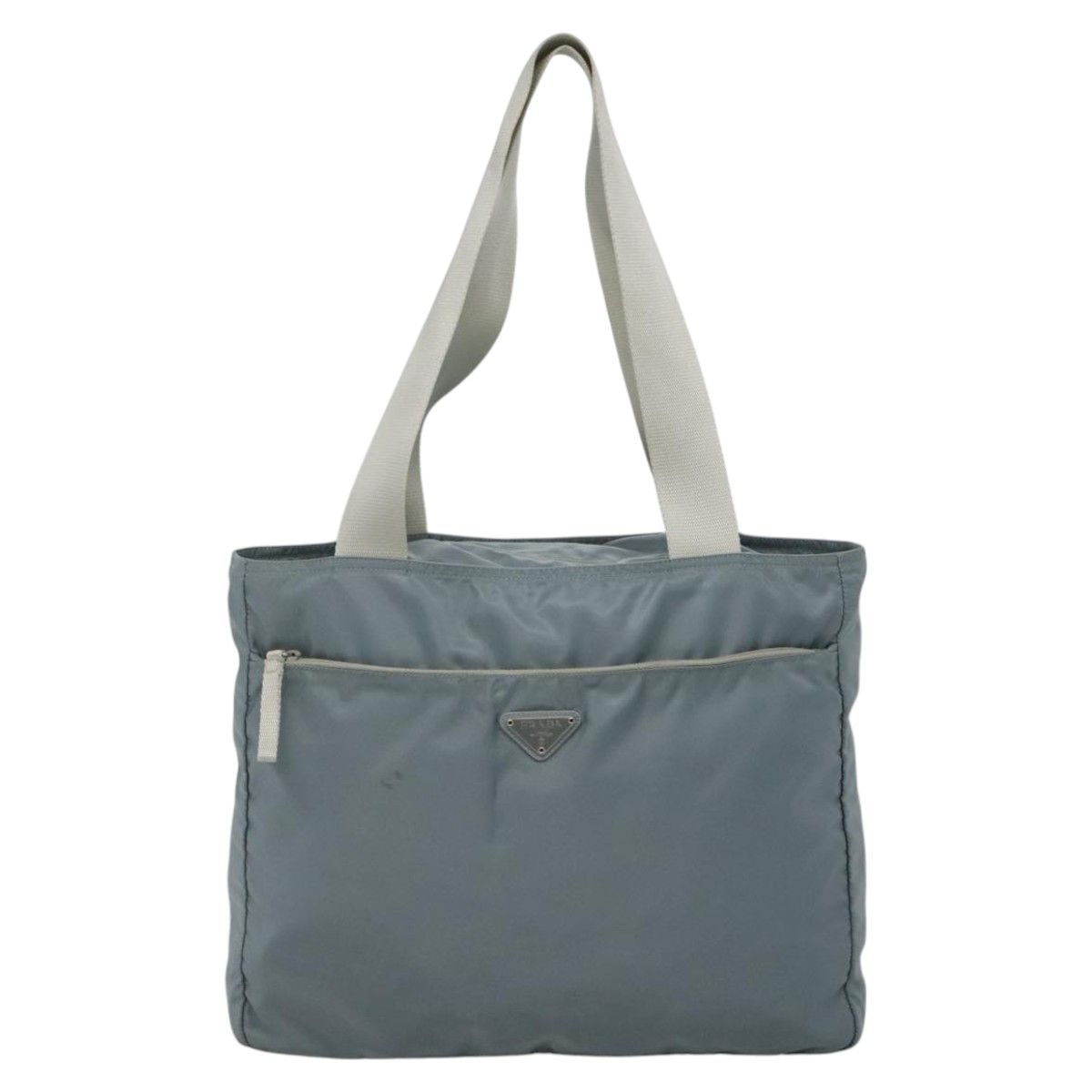 Prada Triangle Logo Blue Synthetic Tote Bag (Pre-Owned) Size ONE SIZE - 1 Thumbnail