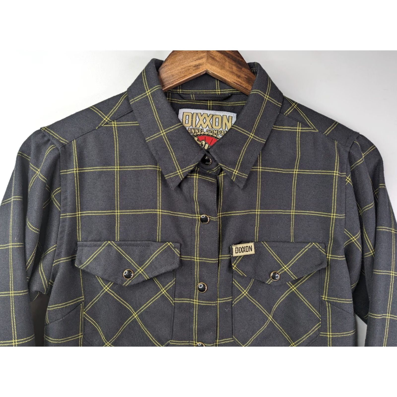 Vintage DIXXON Flannel Shirt Women Long Sleeve Button-Up Snap Black M Medium Stay Gold Tech Company Size M / US 6-8 / IT 42-44 - 2 Thumbnail