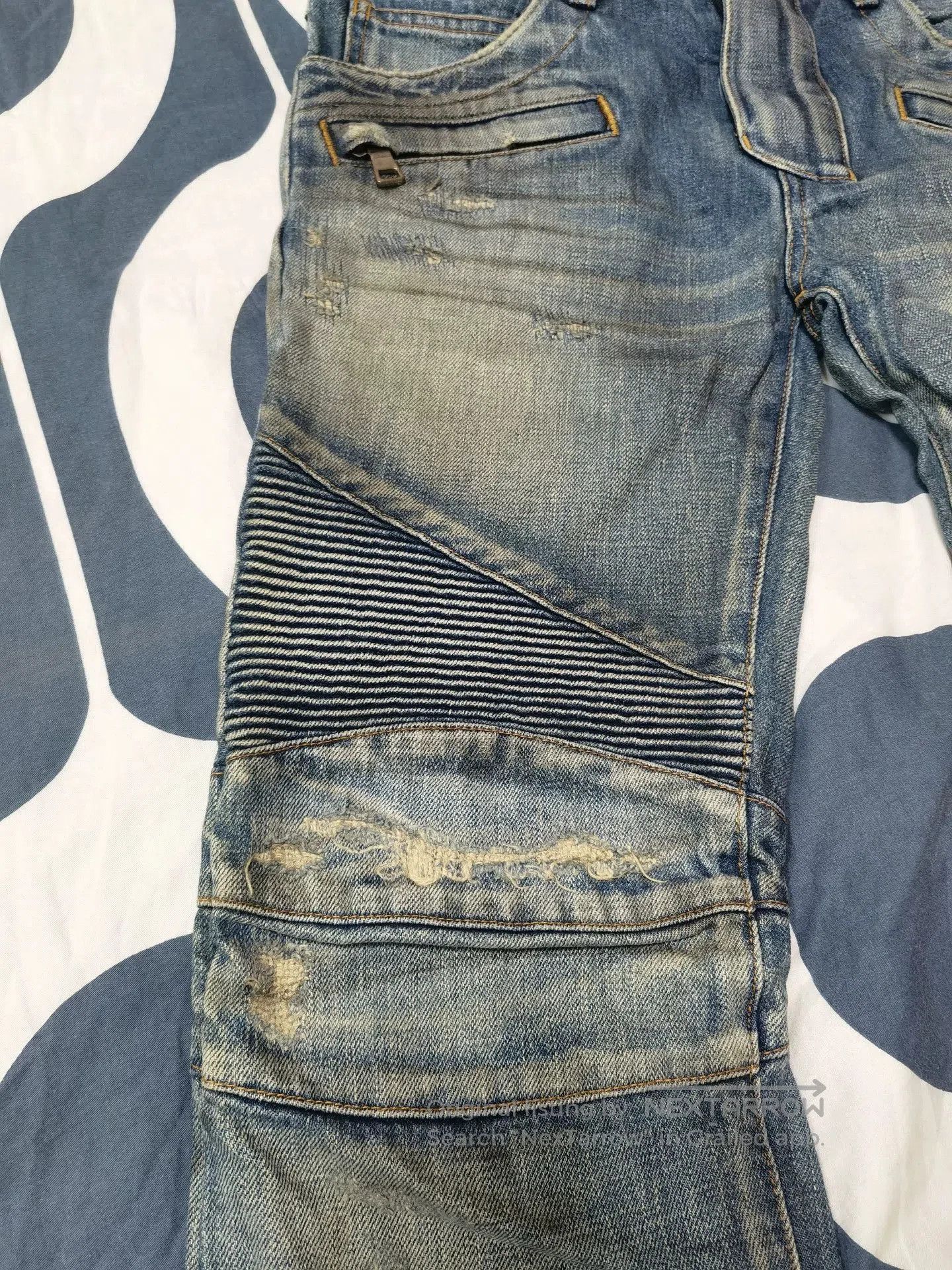 Balmain Balmain Moto Distressed Denim Jeans. Size US 29 - 5 Thumbnail