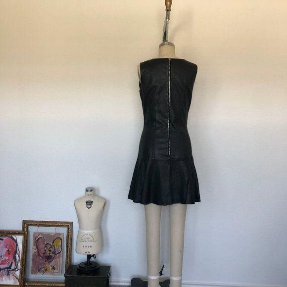 Carven Carven Leather Fluted Dress Lamb Drop Waist Flappe Size S / US 4 / IT 40 - 5 Thumbnail