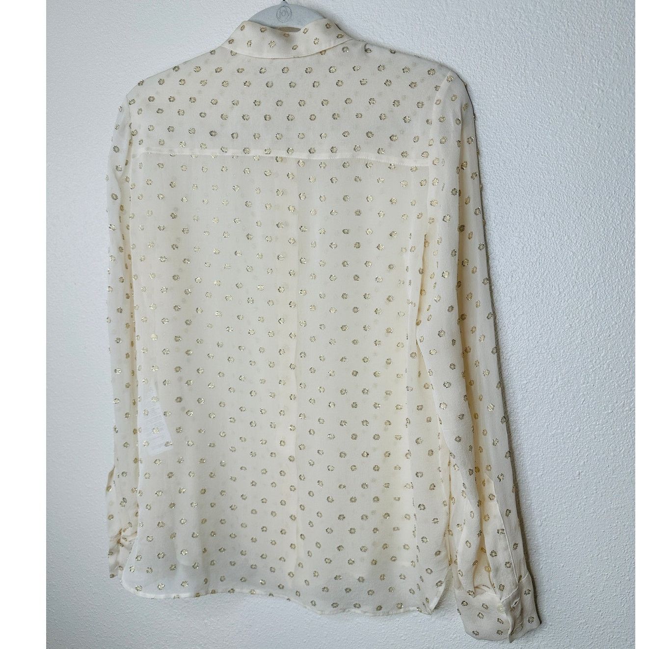 Stella McCartney Stella McCartney Cream Gold Polka Dot Button Blouse 44 / L Size L / US 10 / IT 46 - 10 Thumbnail