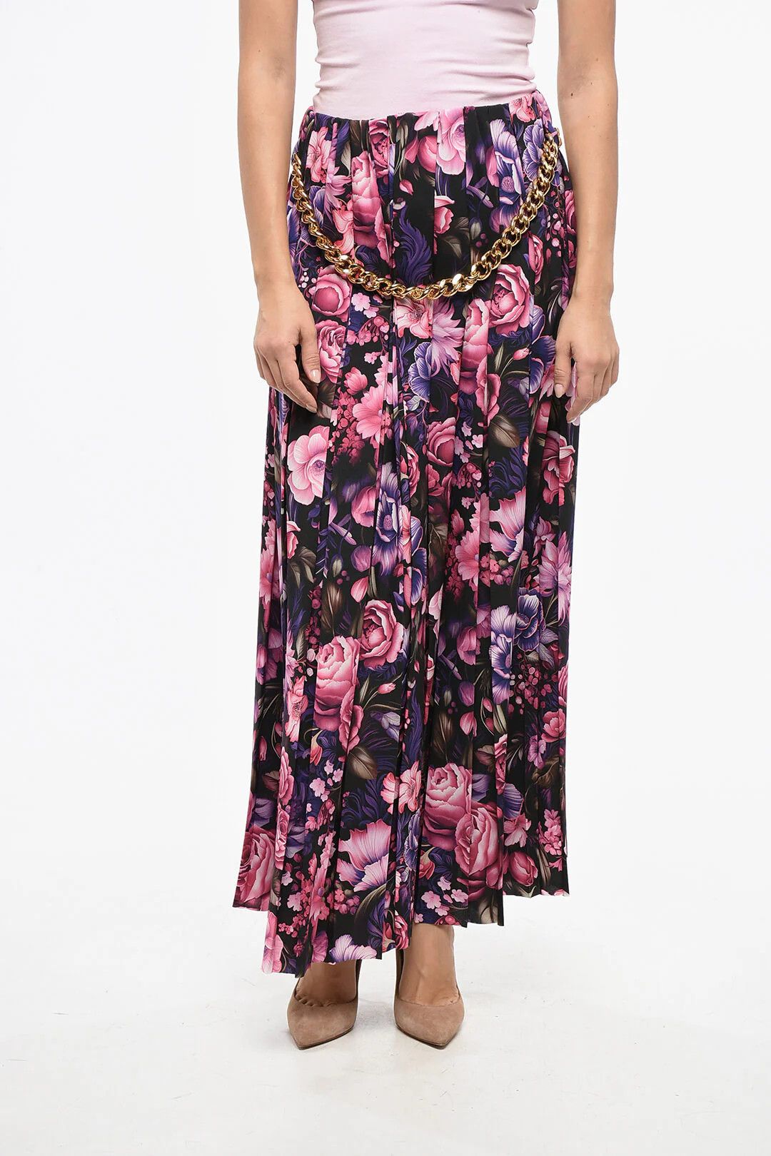 Balenciaga og1mm0326 Long Pleated Skirt in Pink Size 28" / US 6 / IT 42 - 1 Thumbnail