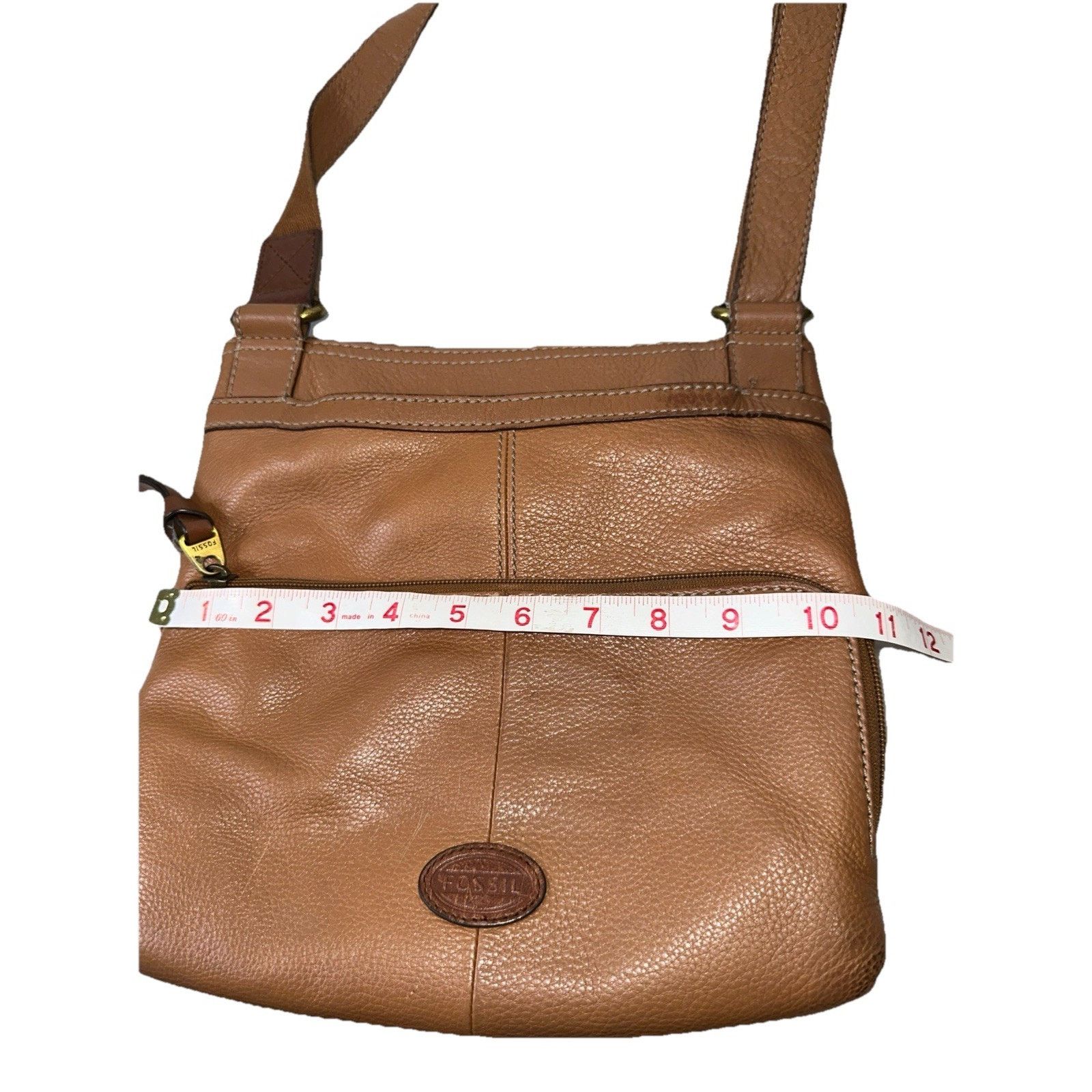 Fossil Fossil MorganTraveler Caramel PebbledLeather Bag Messenger Size ONE SIZE - 7 Thumbnail