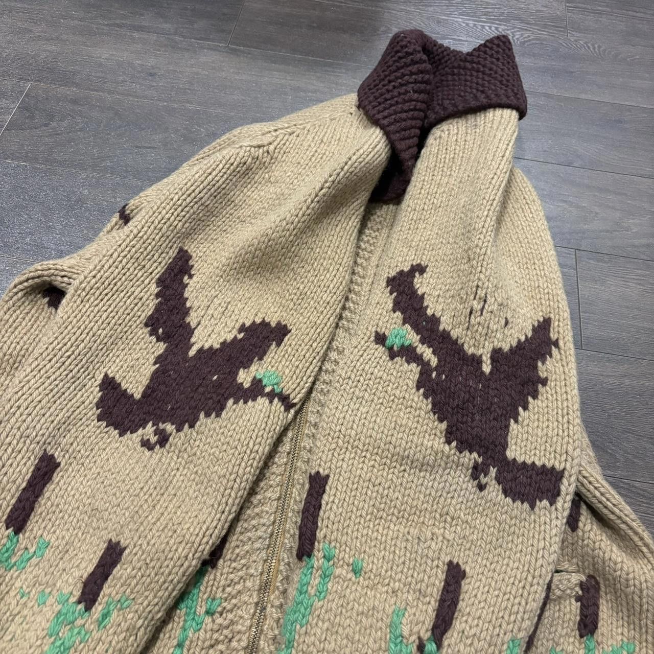 Designer Vintage Birds Flying Cowichan Sweatshirt 70s/80s Large Size US L / EU 52-54 / 3 - 3 Thumbnail