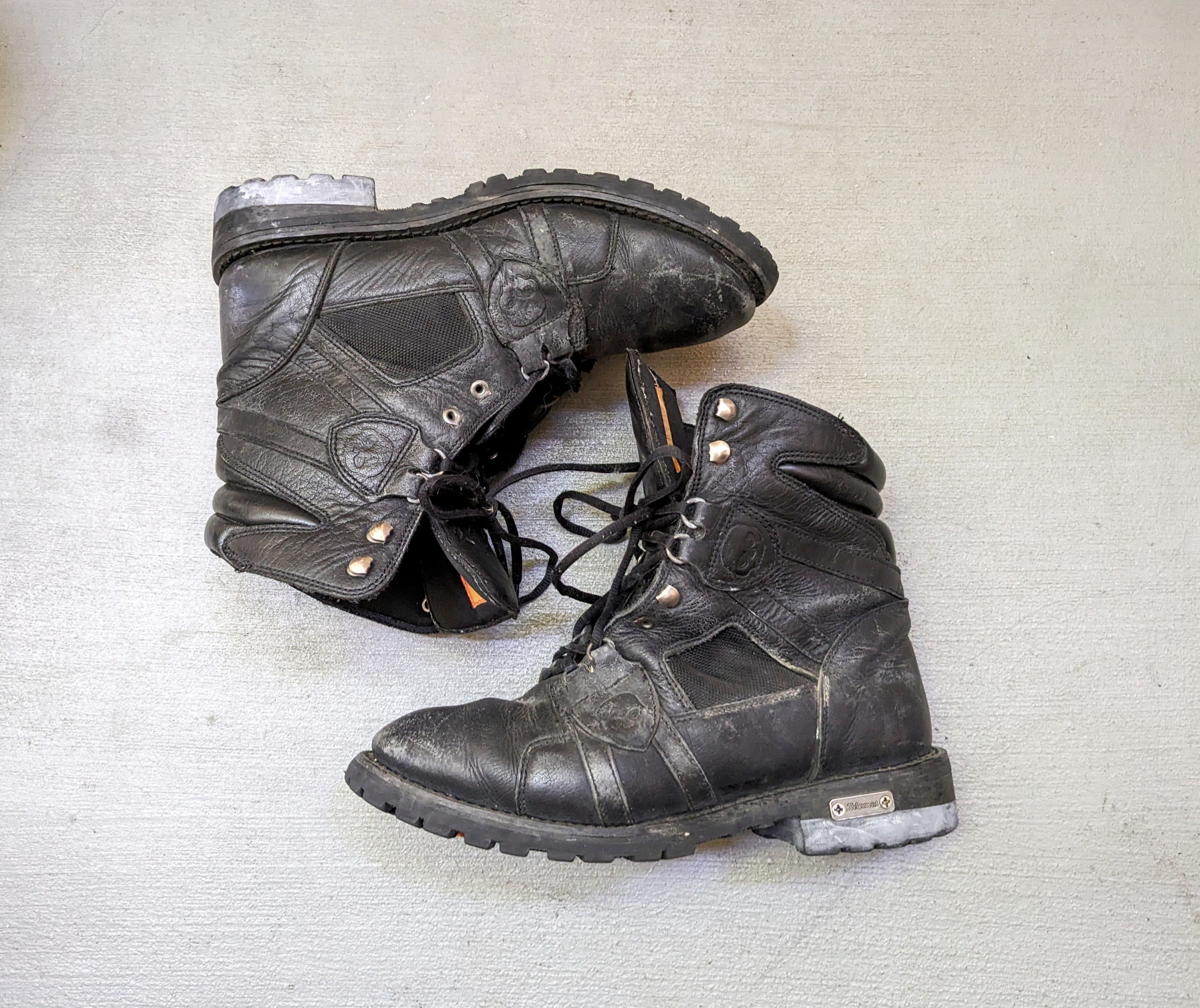 Genuine Leather Vintage Boots Black Size 10 Leather Biker Chunky Lace Up Size US 10 / EU 43 - 1 Thumbnail