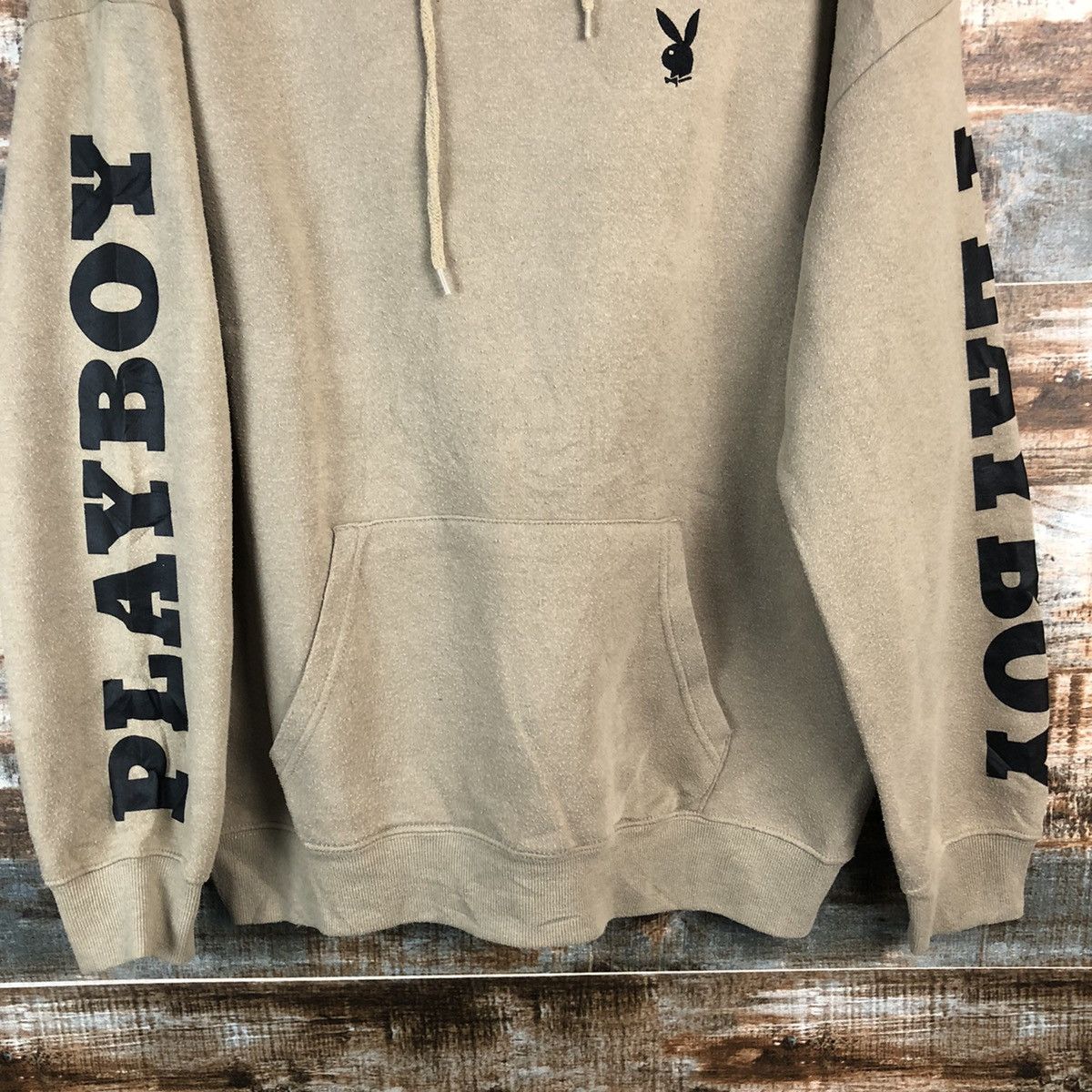 Playboy Play Boy vintage font sleeve Brown Hoodie #A1933 Size US L / EU 52-54 / 3 - 6 Thumbnail