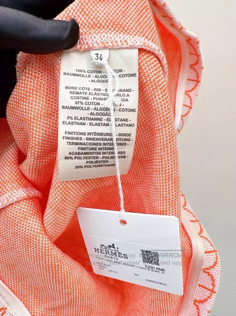 Hermes Hermes Orange and White Colorblock Knit Short Sleeve Size XXS / US 00 / IT 34 - 4 Thumbnail