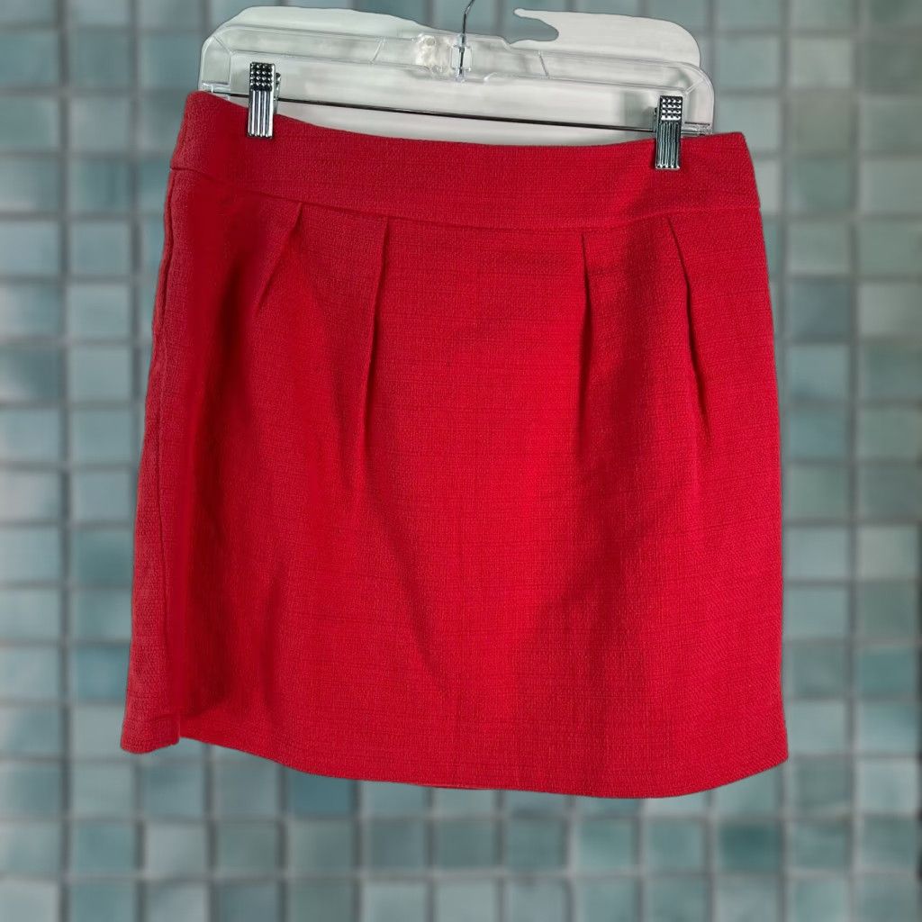 Mossimo Mossimo Skirt Adult Size 8 Red Tweed Pleated Back Zipper 100% Cotton Straight & Pencil Womens Size 30" / US 8 / IT 44 - 1 Thumbnail