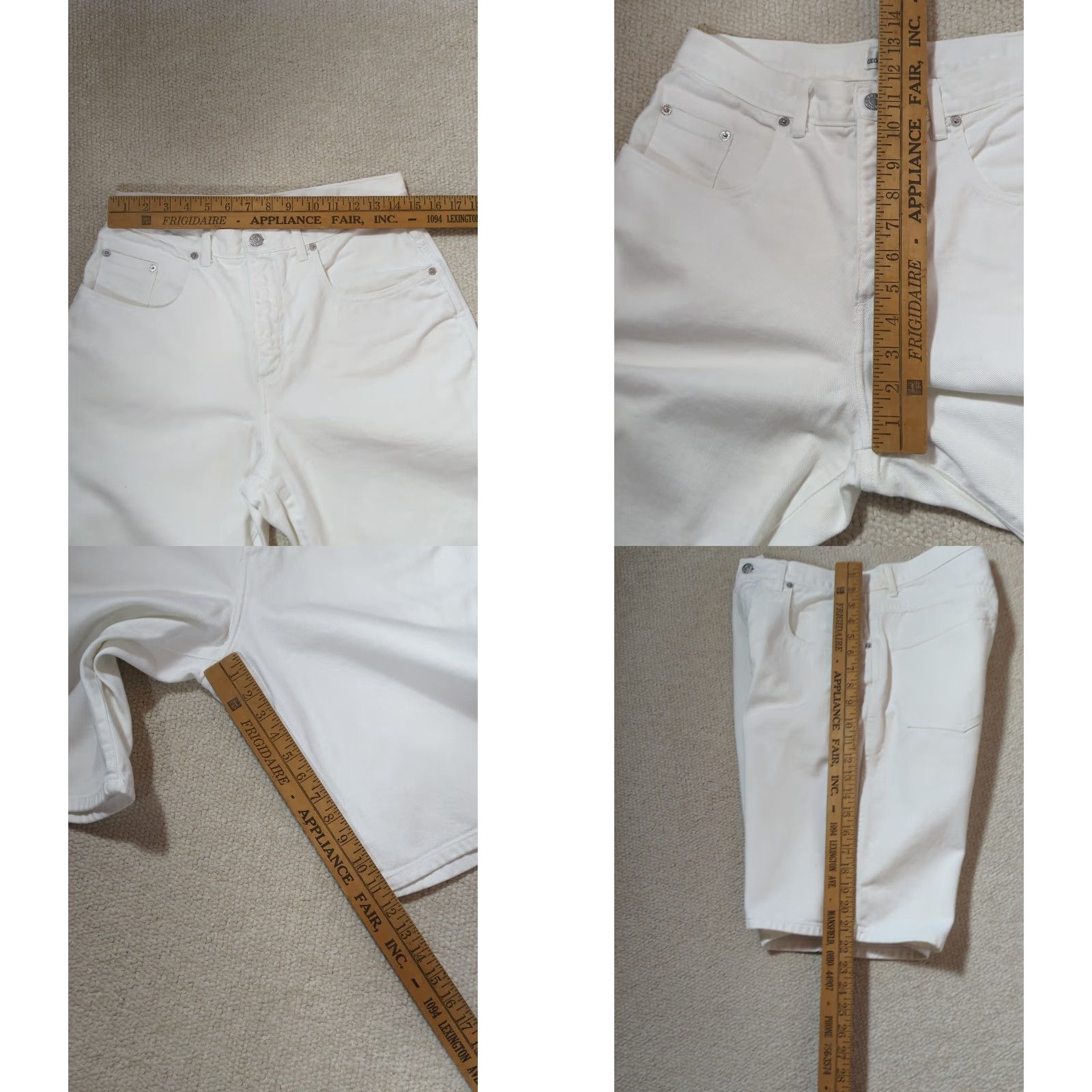Guess VINTAGE Guess Mens Shorts Bermuda 30 White Denim 12” Inseam 100% Cotton USA Mens Shorts Baggy 90s Logo Pocket 5-Pocket Design Zip Front Size US 30 / EU 46 - 8 Thumbnail