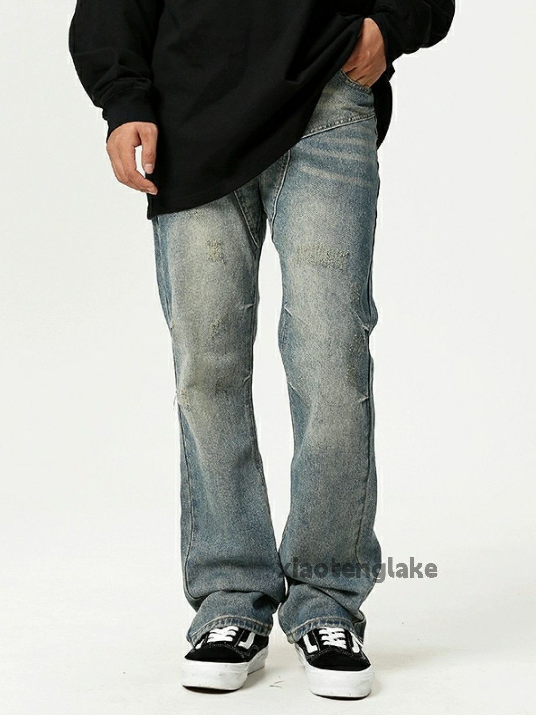 Jean × Vintage washed faded patchwork yuppie bootcut flared jeans Size US 32 / EU 48 - 1 Thumbnail