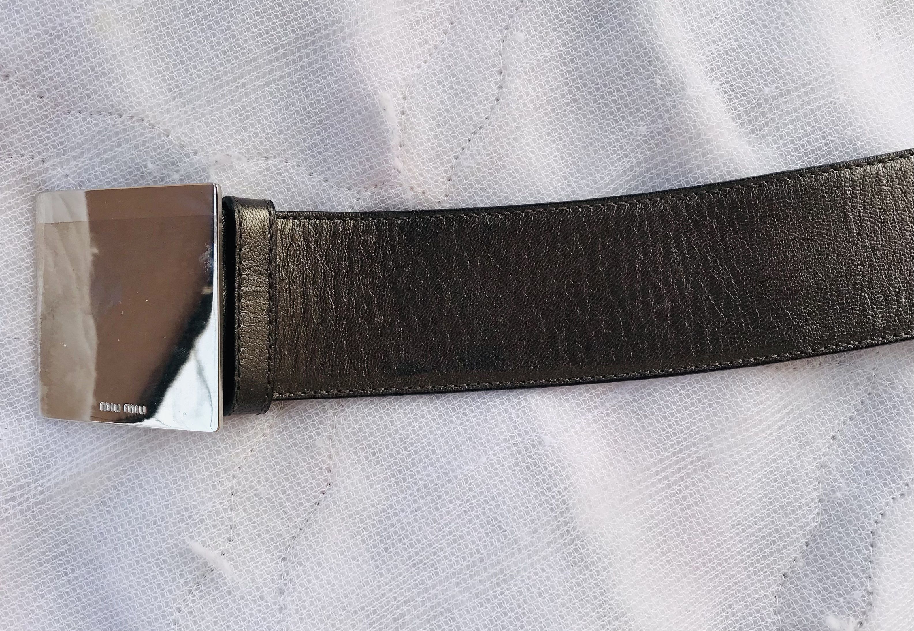 Miu Miu Miu Miu Waist Belt Women’s Black Leather Wide Size 30/75 Size ONE SIZE - 7 Thumbnail
