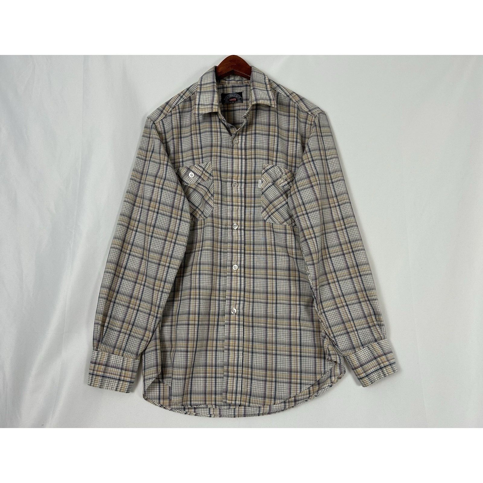 Levi's VTG Levis Mens M Plaid Button Up Long Sleeve Shirt White Tab Size US M / EU 48-50 / 2 - 1 Thumbnail