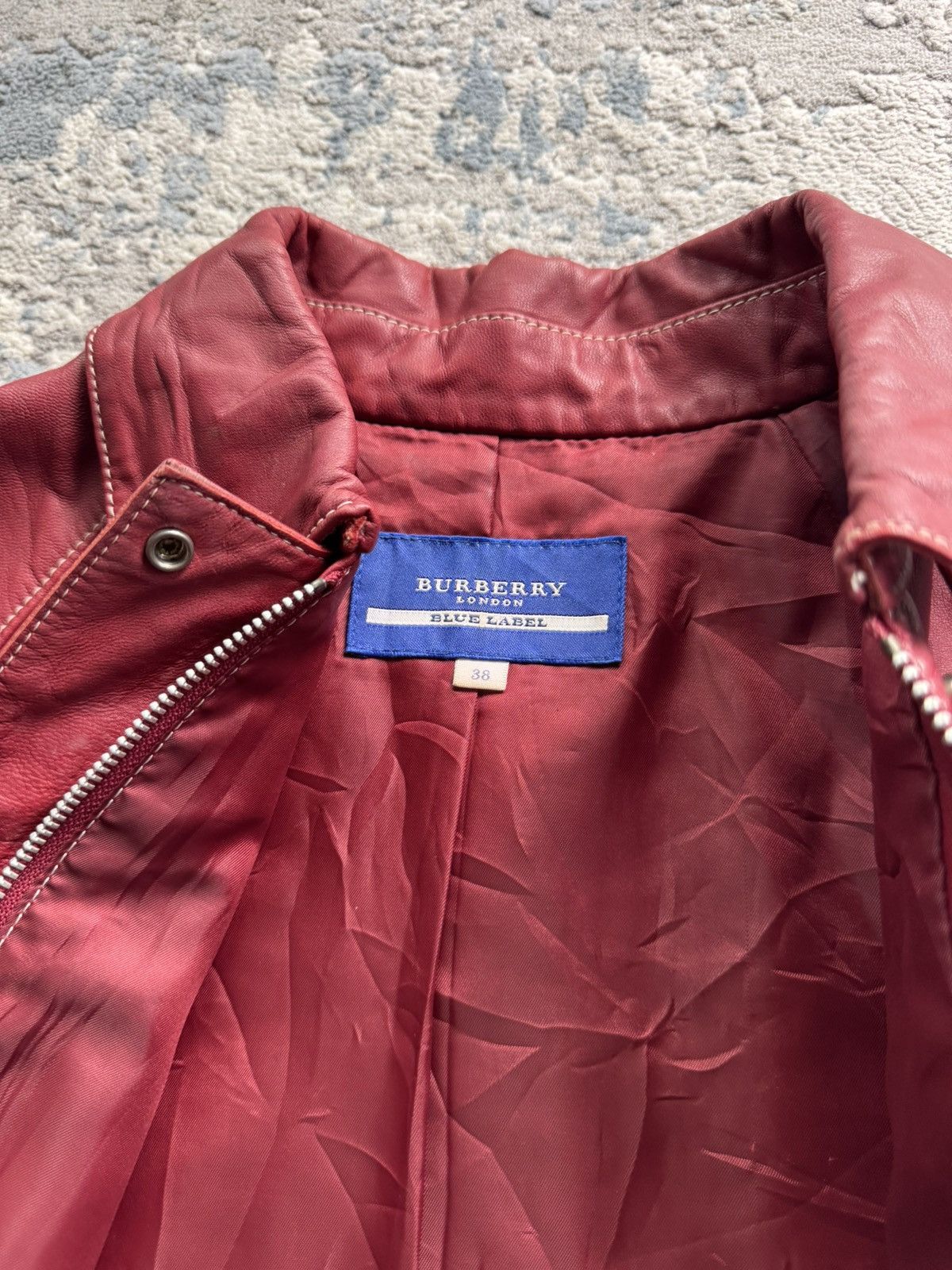 Burberry Prorsum Burberry Blue Label Burgundy Leather jacket Size 38 Size M / US 6-8 / IT 42-44 - 6 Thumbnail